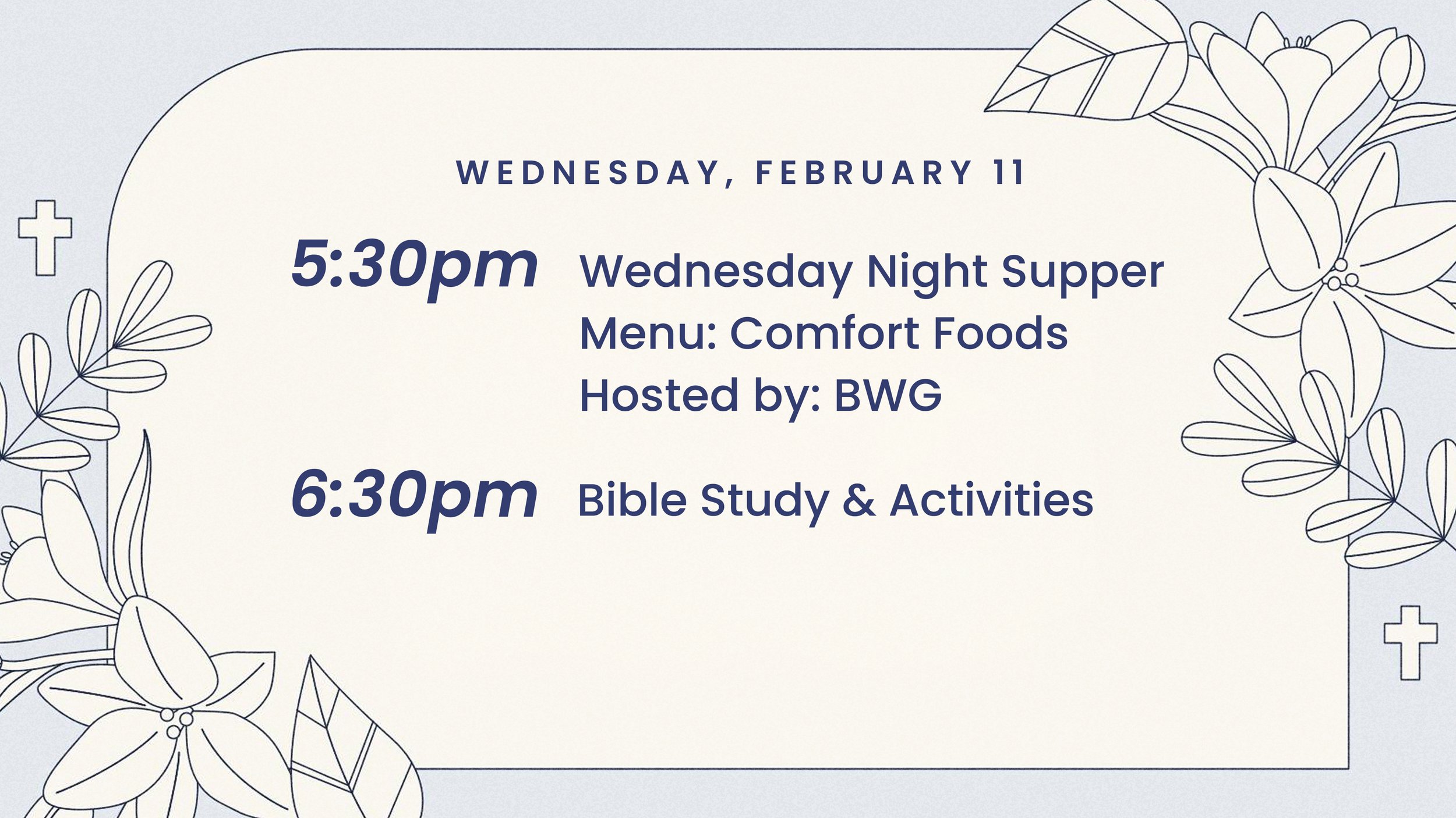 Wednesday Night Supper &amp; Activities