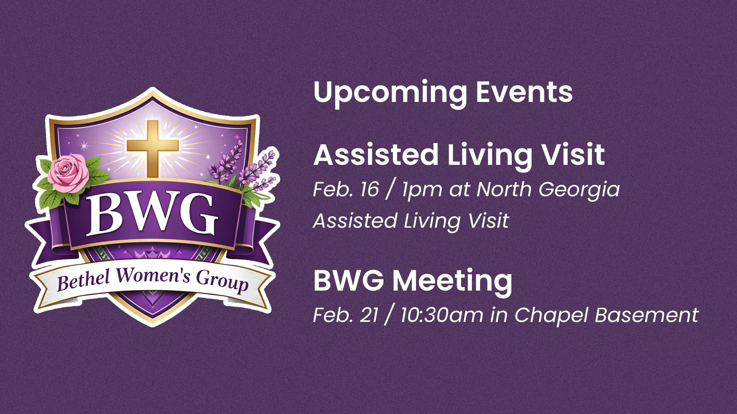BWG Upcoming Events