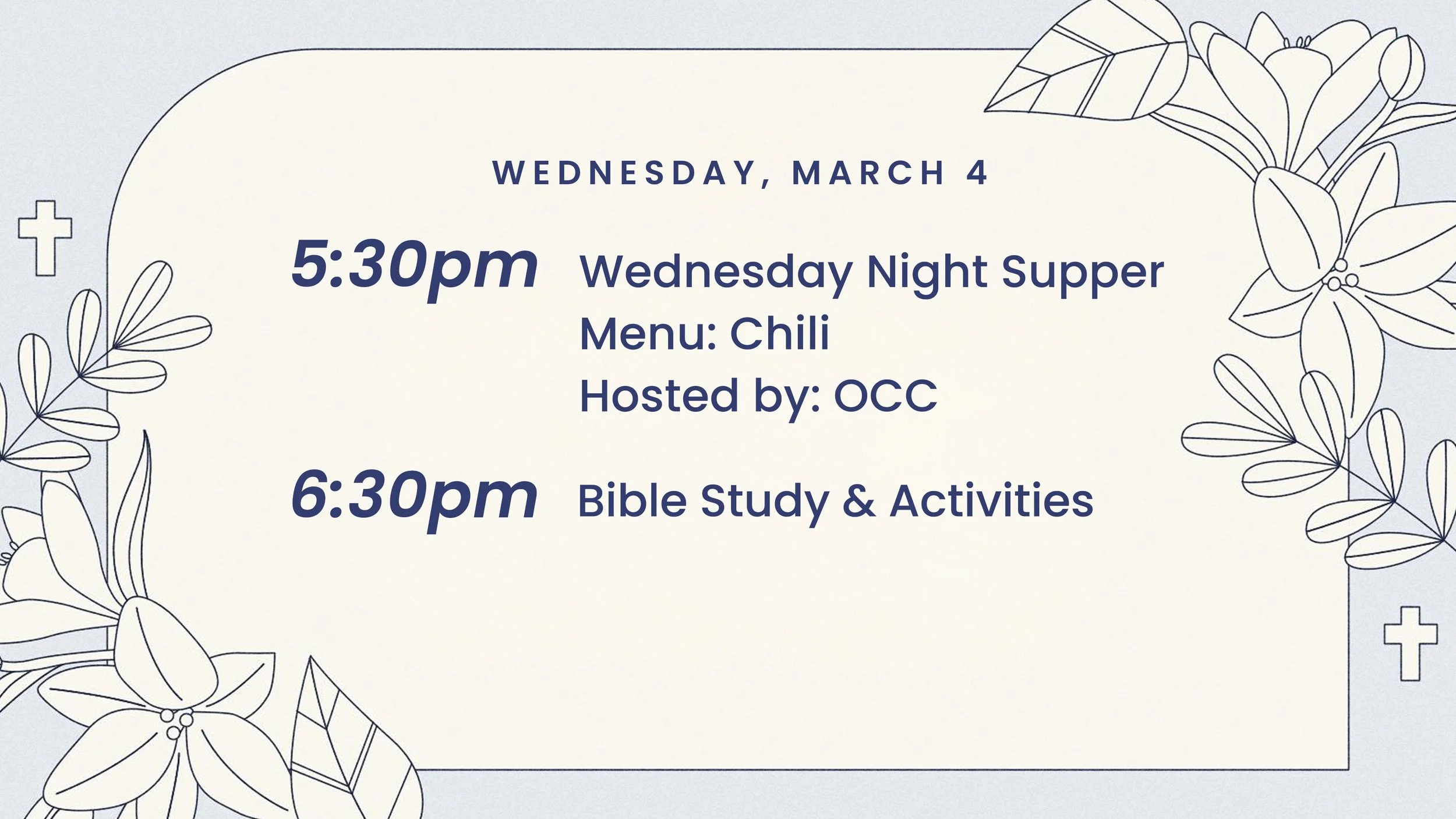 Wednesday Night Supper &amp; Activities