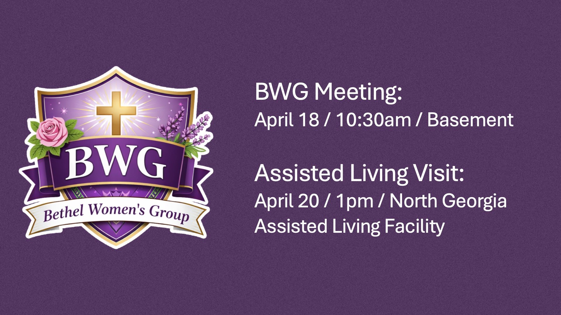 BWG Upcoming Events