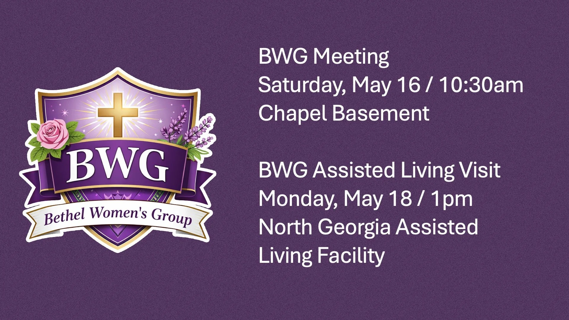 BWG Upcoming Events