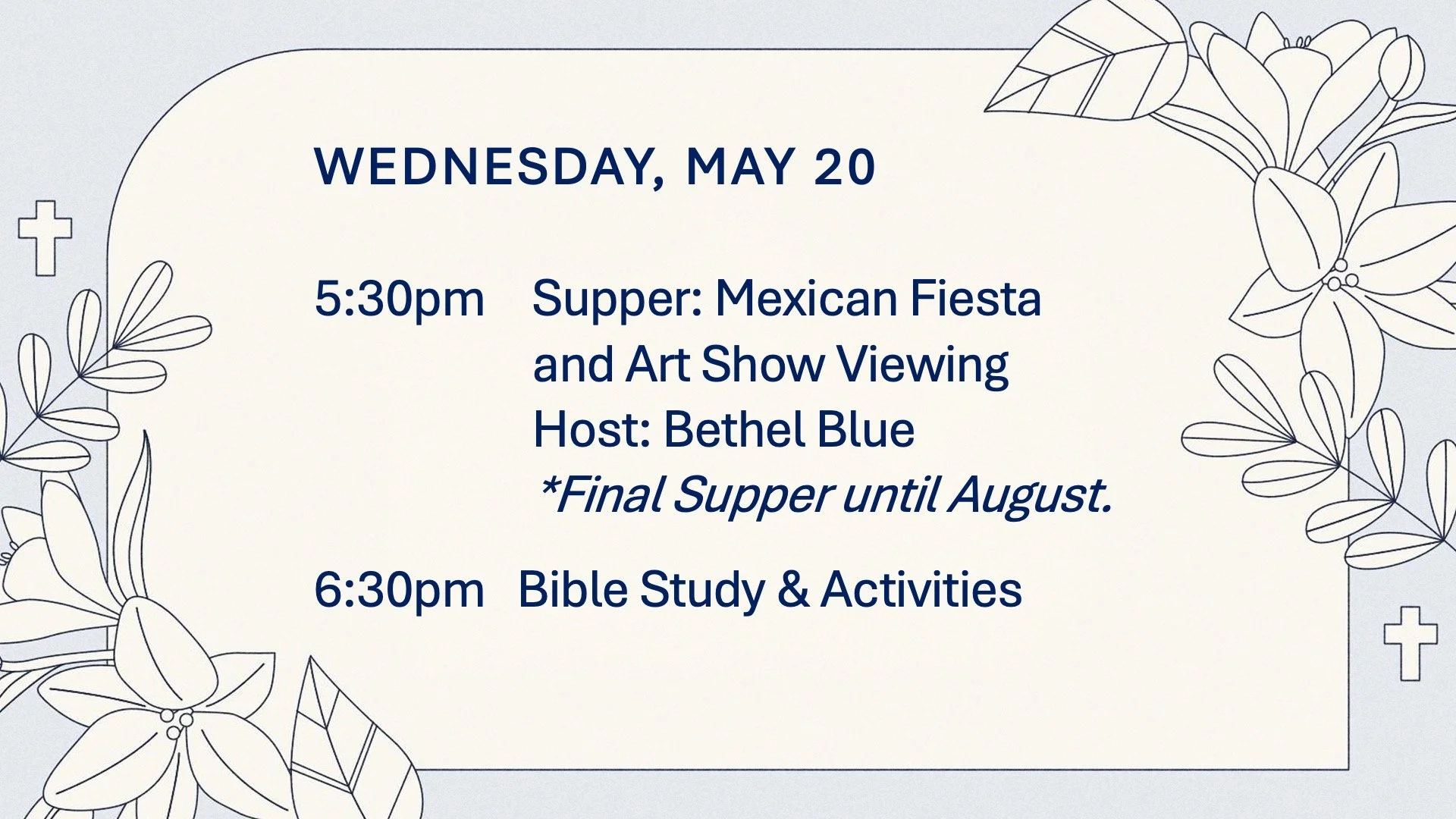 Wednesday Night Supper &amp; Activities