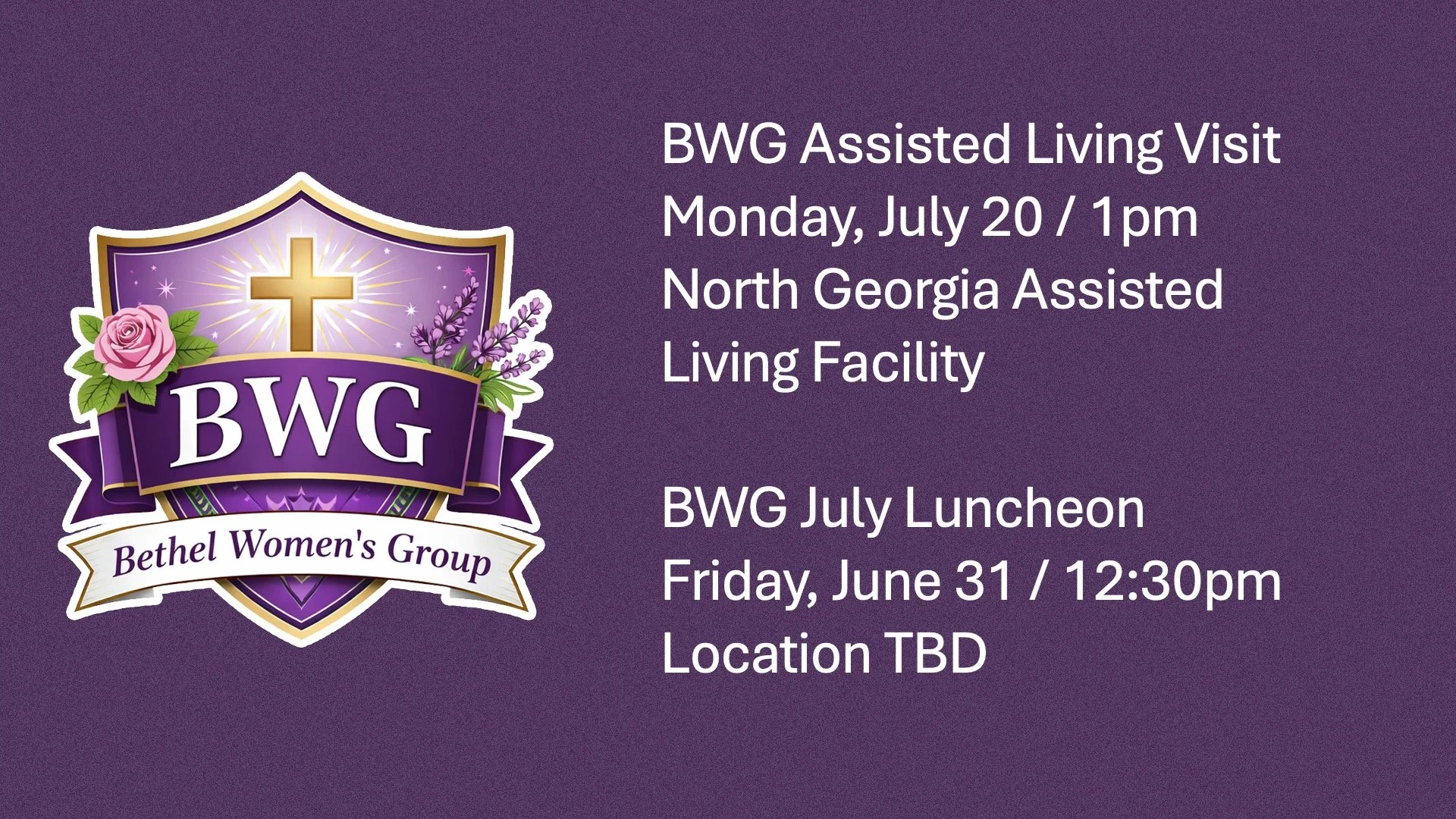 BWG Upcoming Events