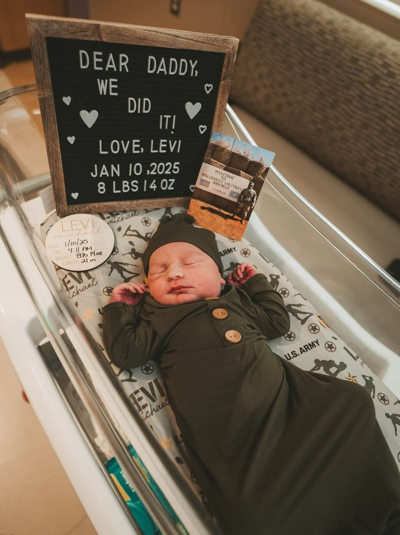We did it. TOMORROW. 🙌🏼
This deployment is finally over. Almost a full year. He left when I had a big belly and is coming home to 4 kids&mdash;and to a baby he&rsquo;s never even met. 🤯 Levi was born in my bathtub at 4:11 a.m., with our nanny the
