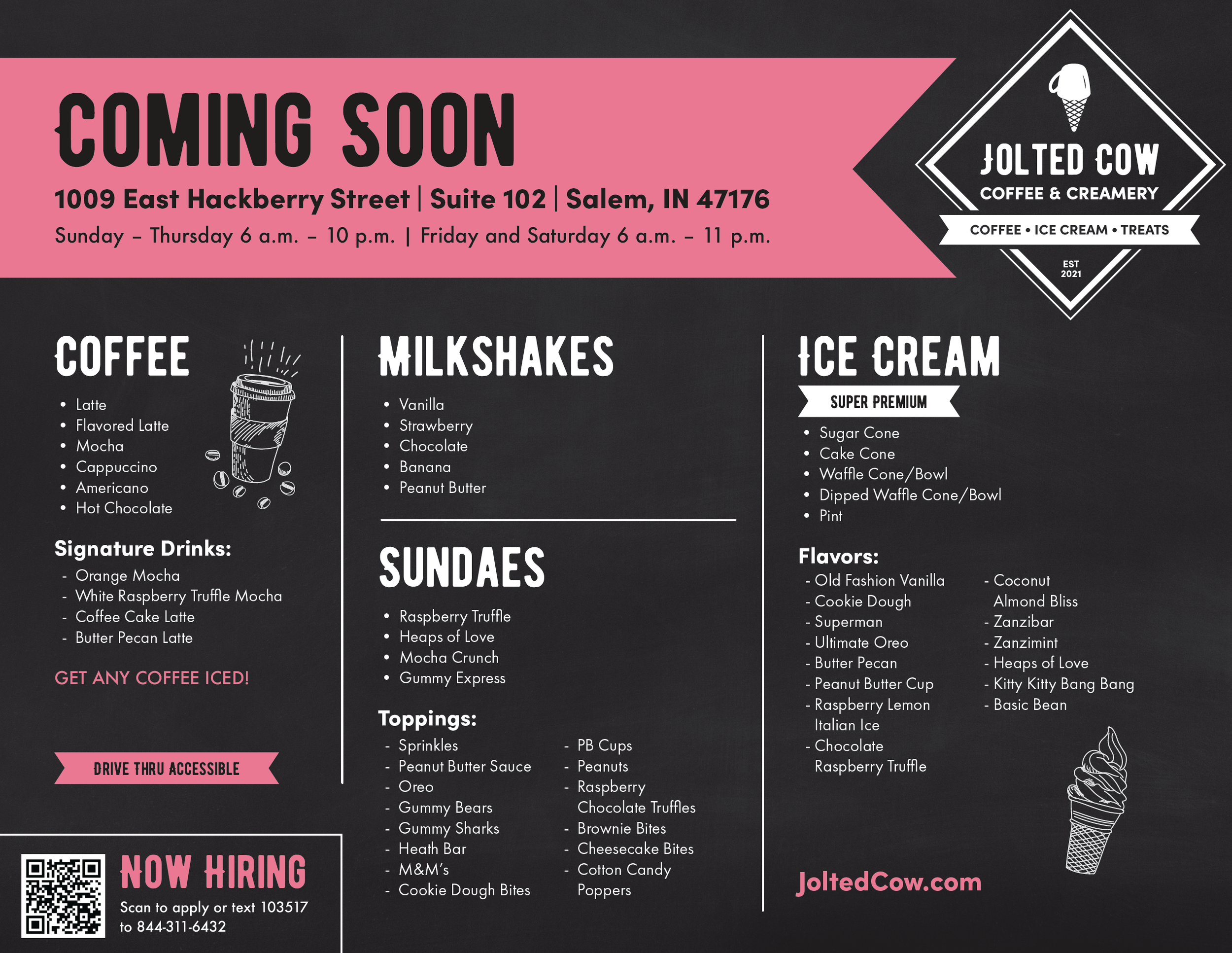 Menu Board For Jolted Cow