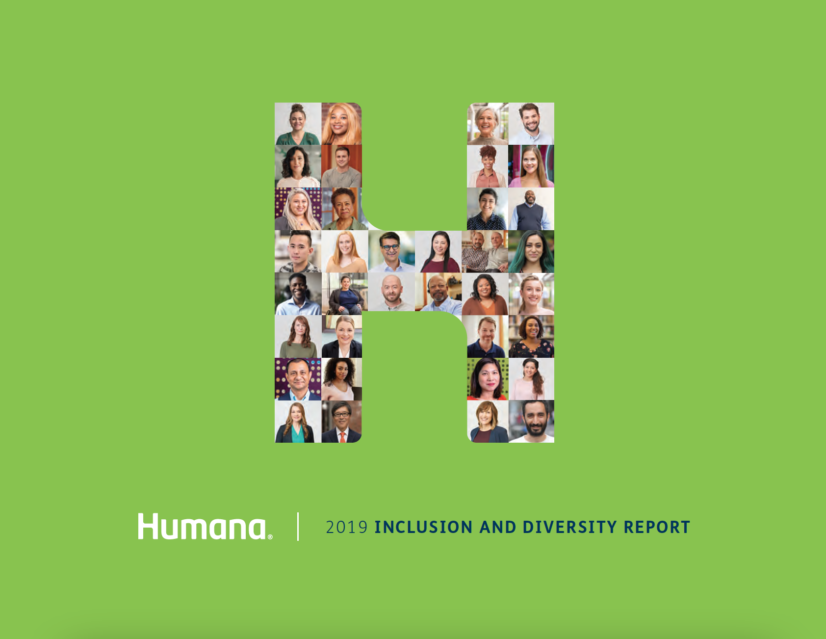 Cover of I&D Report: Humana H Mark with Headshots of Employees