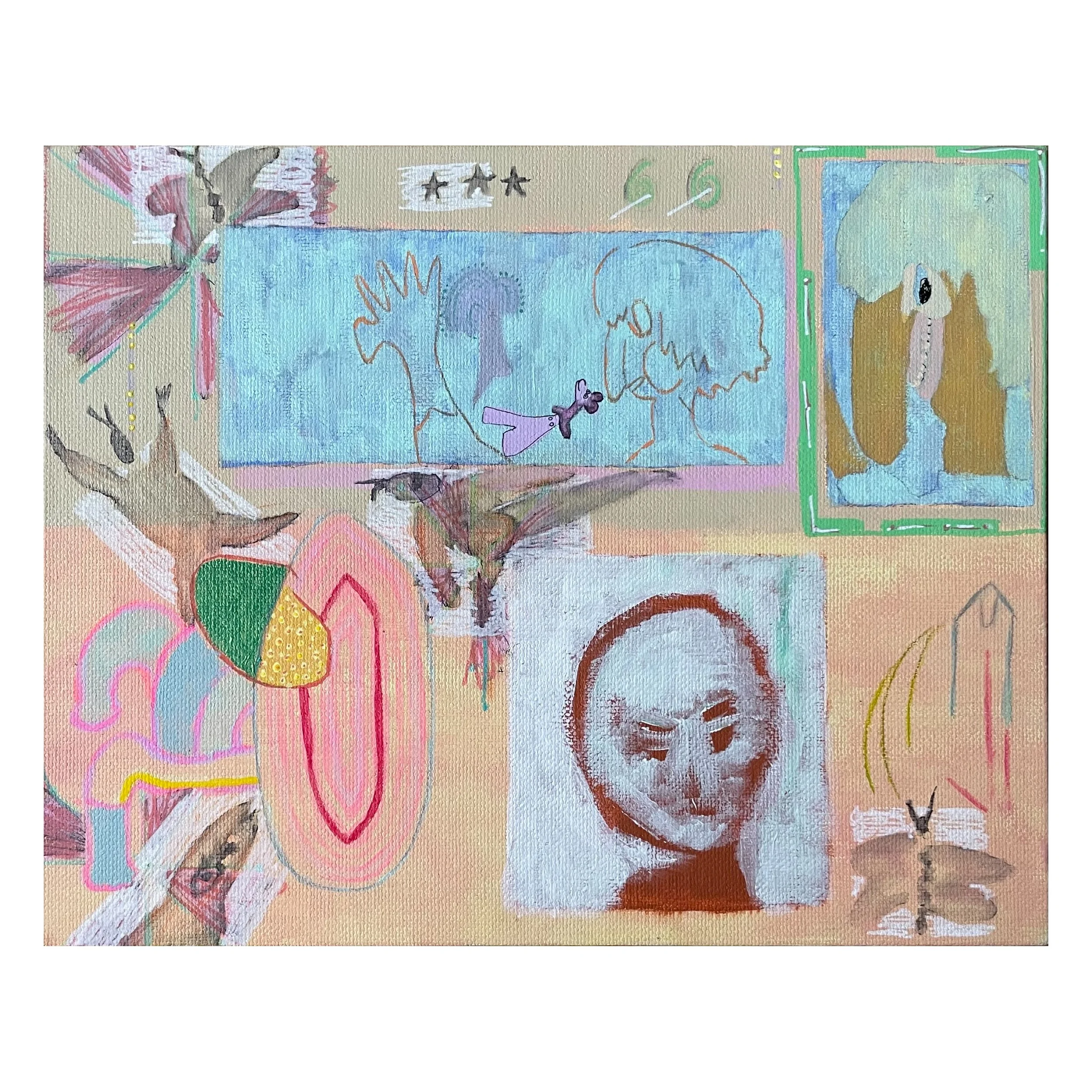 Grat3ful4theopportunity 2025 8x10in acrylic/pen/marker/soft pastel