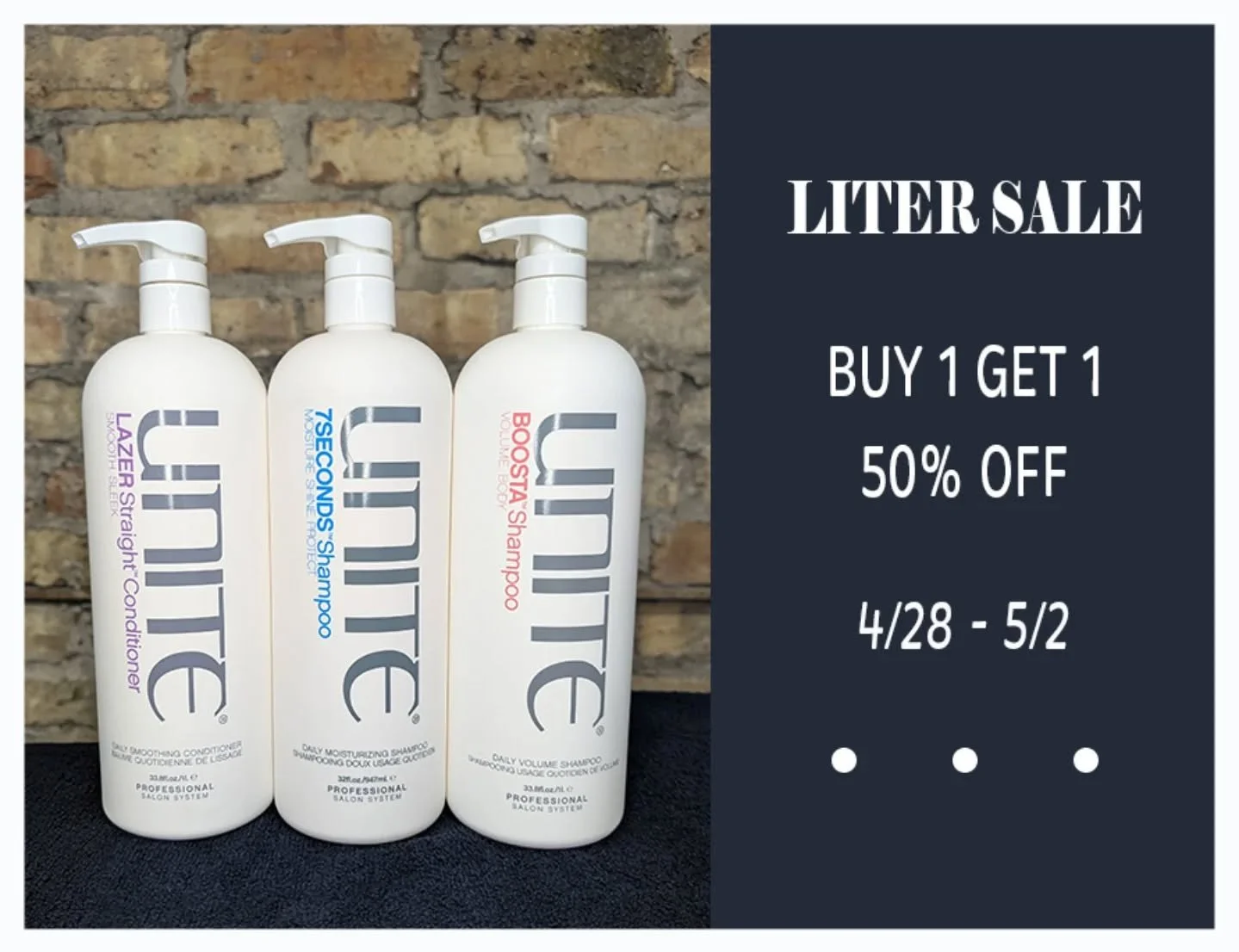 LITER SALE IS BACK! This week all liters are GOGO 50% OFF! @unite_hair