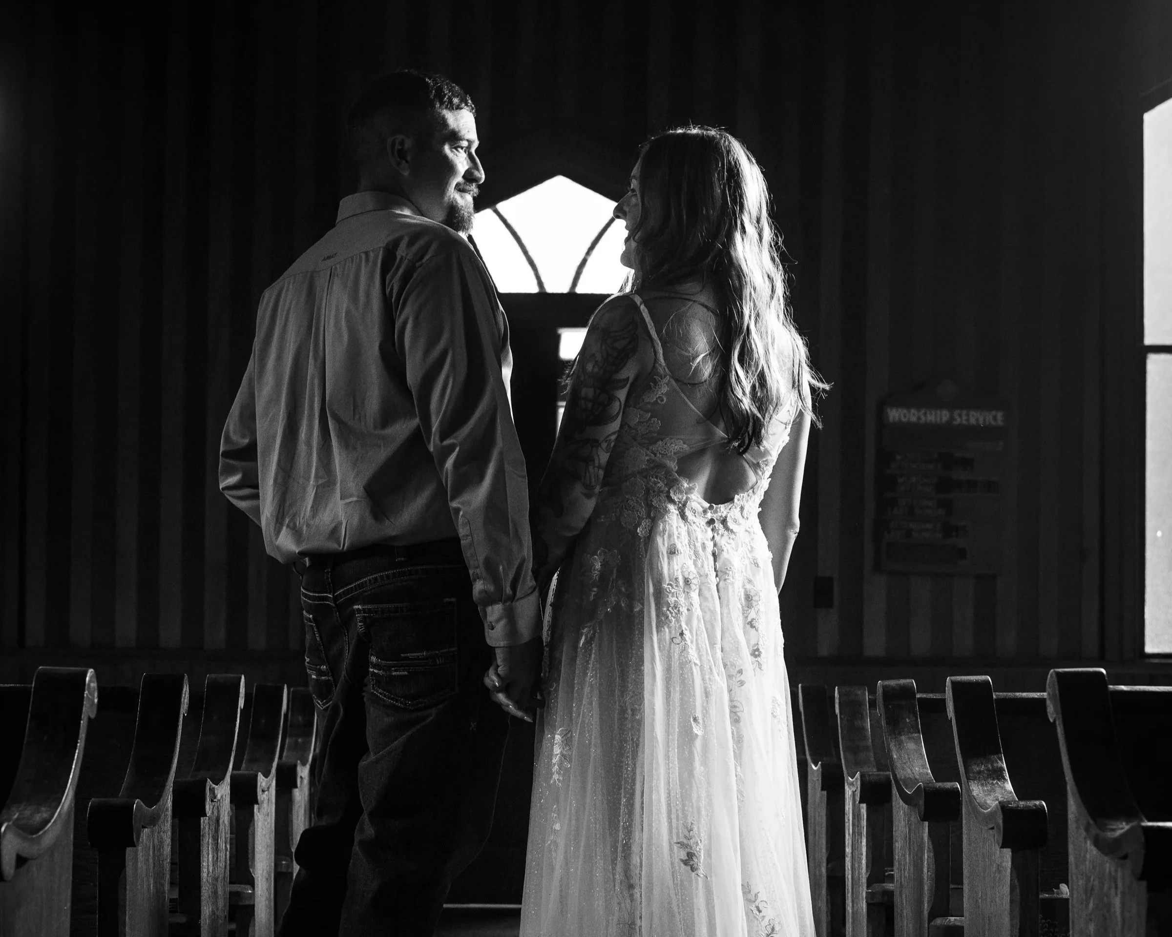 Black and White photo of bride and groom from this wedding in West Virginia.