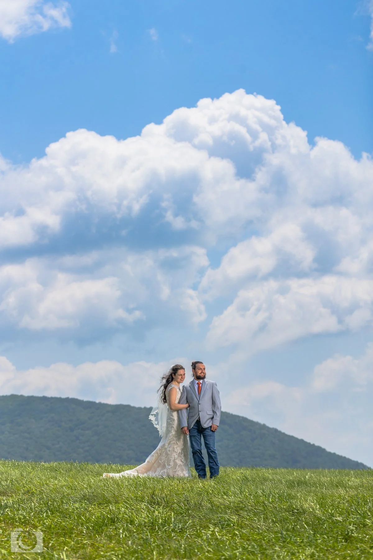Beautiful blue sky for this wedding portrait in Giles County, VA