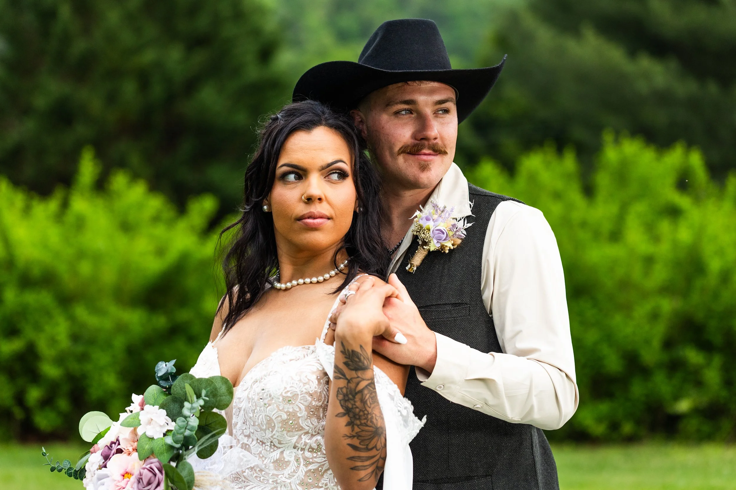 Loved this pose of the happy couple at their wedding held at Cliff View Golf Club and Inn in Covington, VA