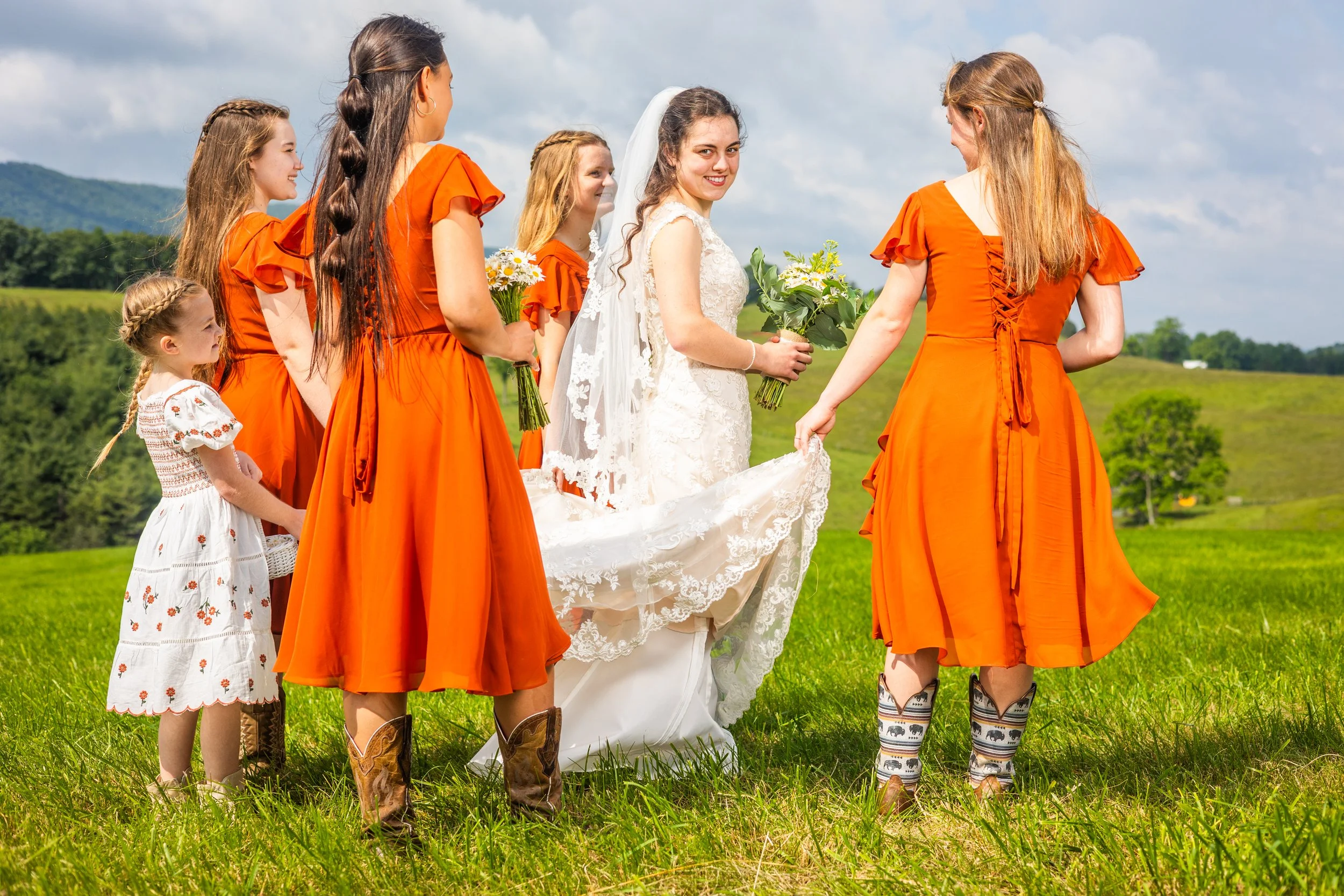 Bride with bridesmaids on this property in Giles County, VA