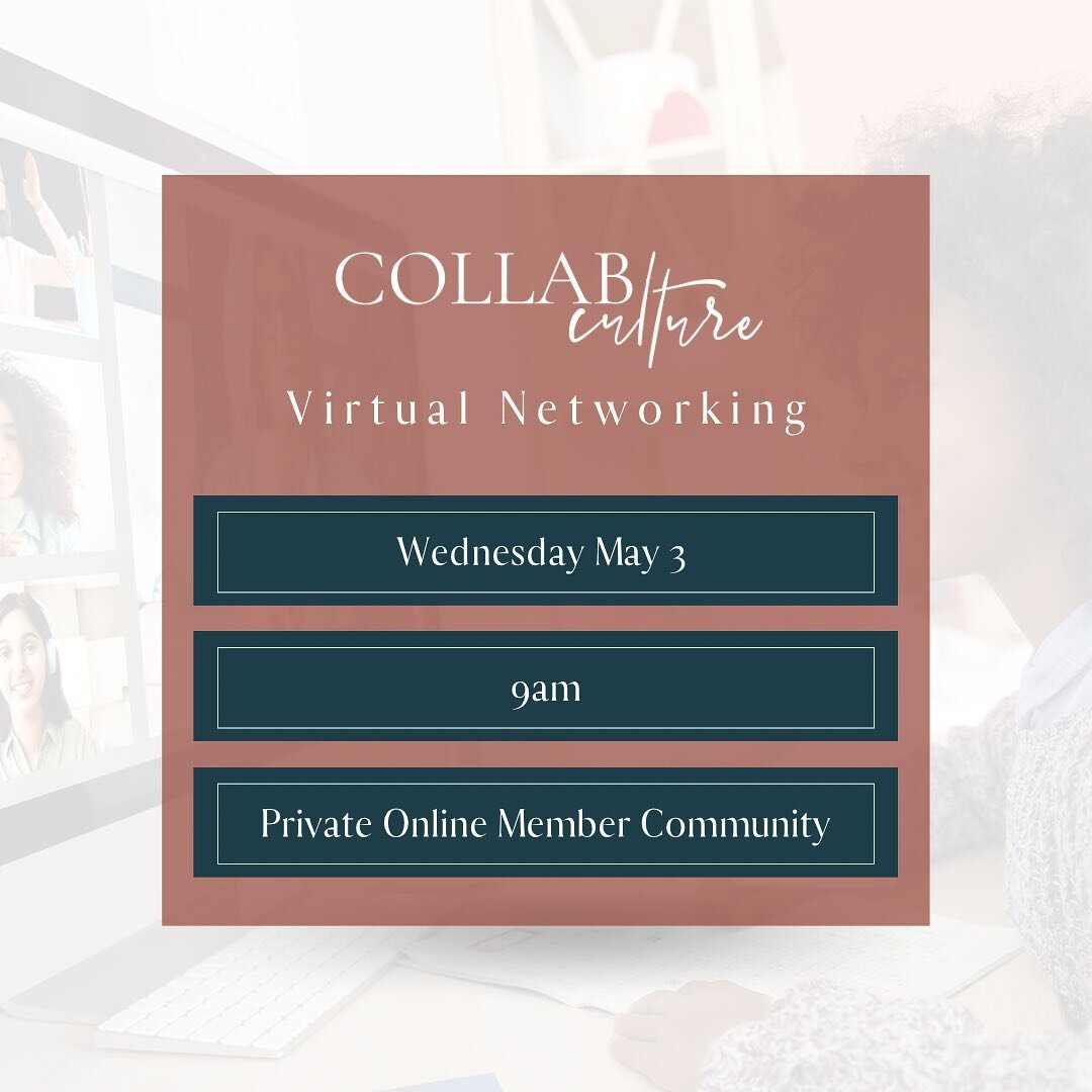 We're kicking off the first Wednesday in May with Virtual Networking tomorrow morning, May 3rd at 9am!

Members will come together on Zoom to meet new people, break into multiple small group break out rooms for deeper convo/connections and have the o