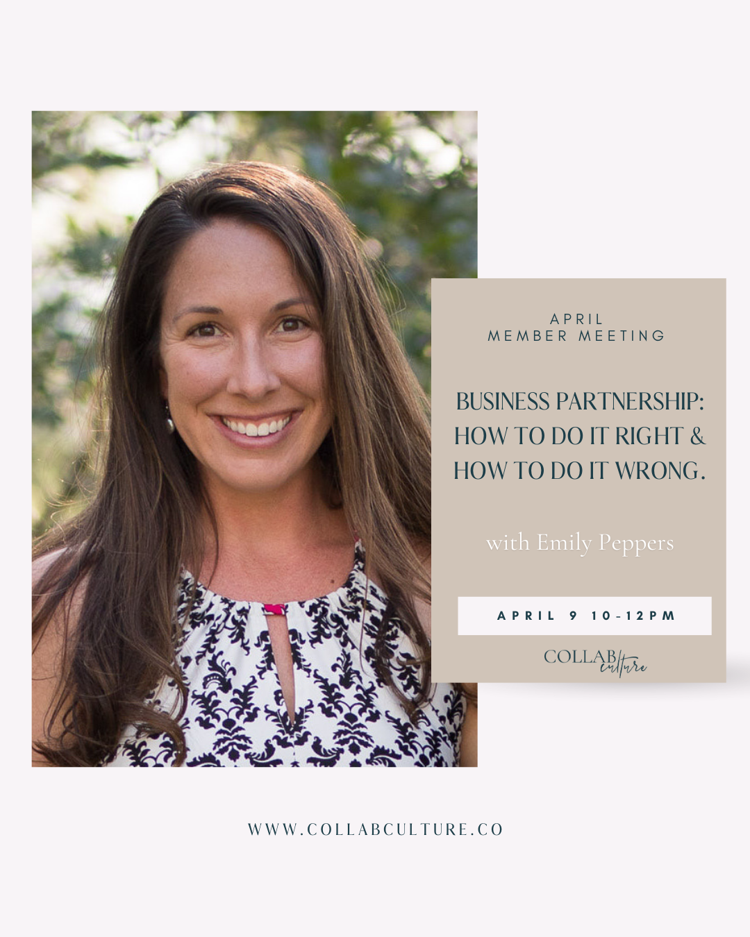 In Person Member Meeting: Business Partnership: How to do it Right &amp; How to do it Wrong with Emily Peppers