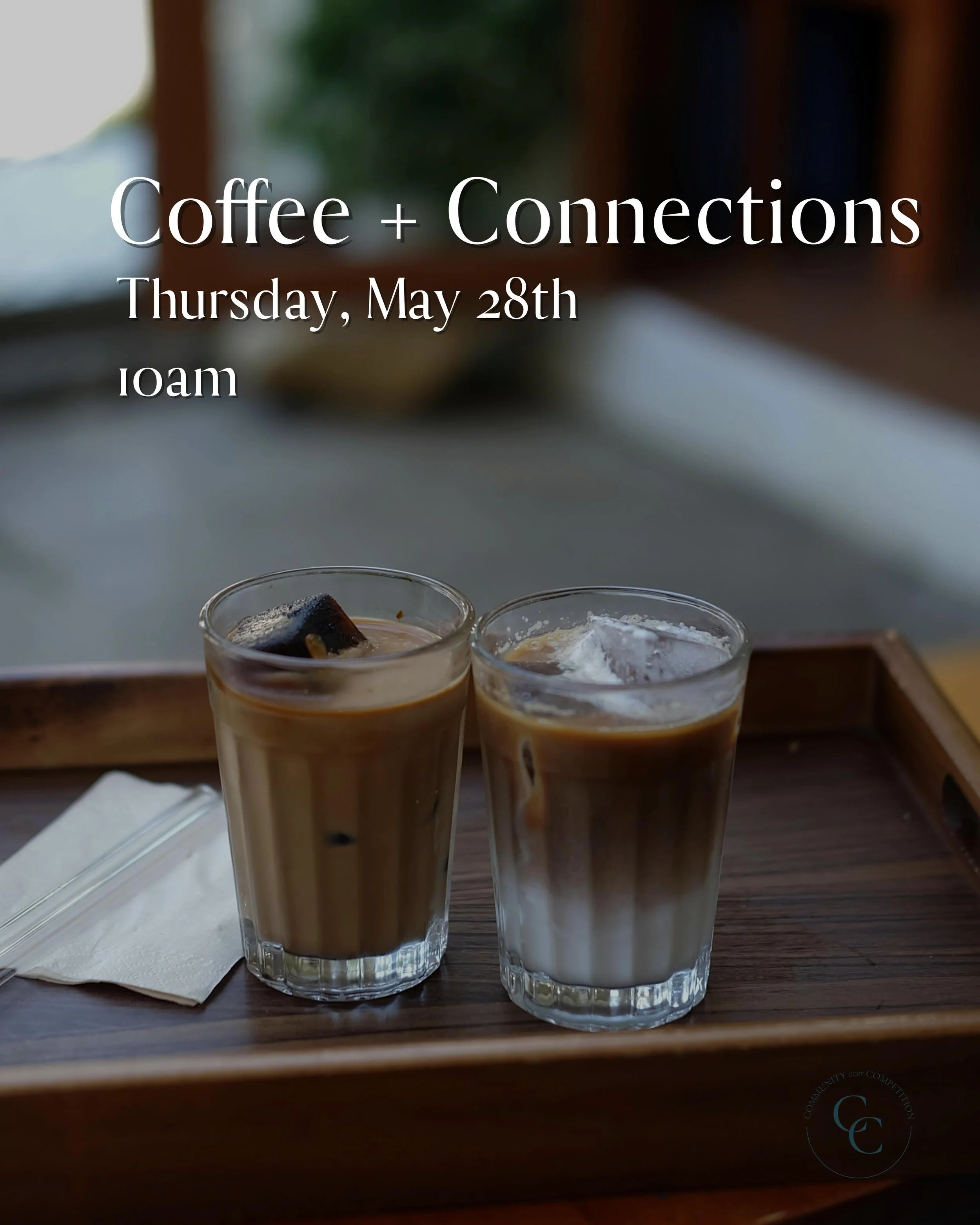 Members can join us next Thursday - May 28th at 10am for Coffee + Connections!

Bring your computer to knock some things off your to do list, take the opportunity to come connect and brainstorm with other driven business owners or set up an intention