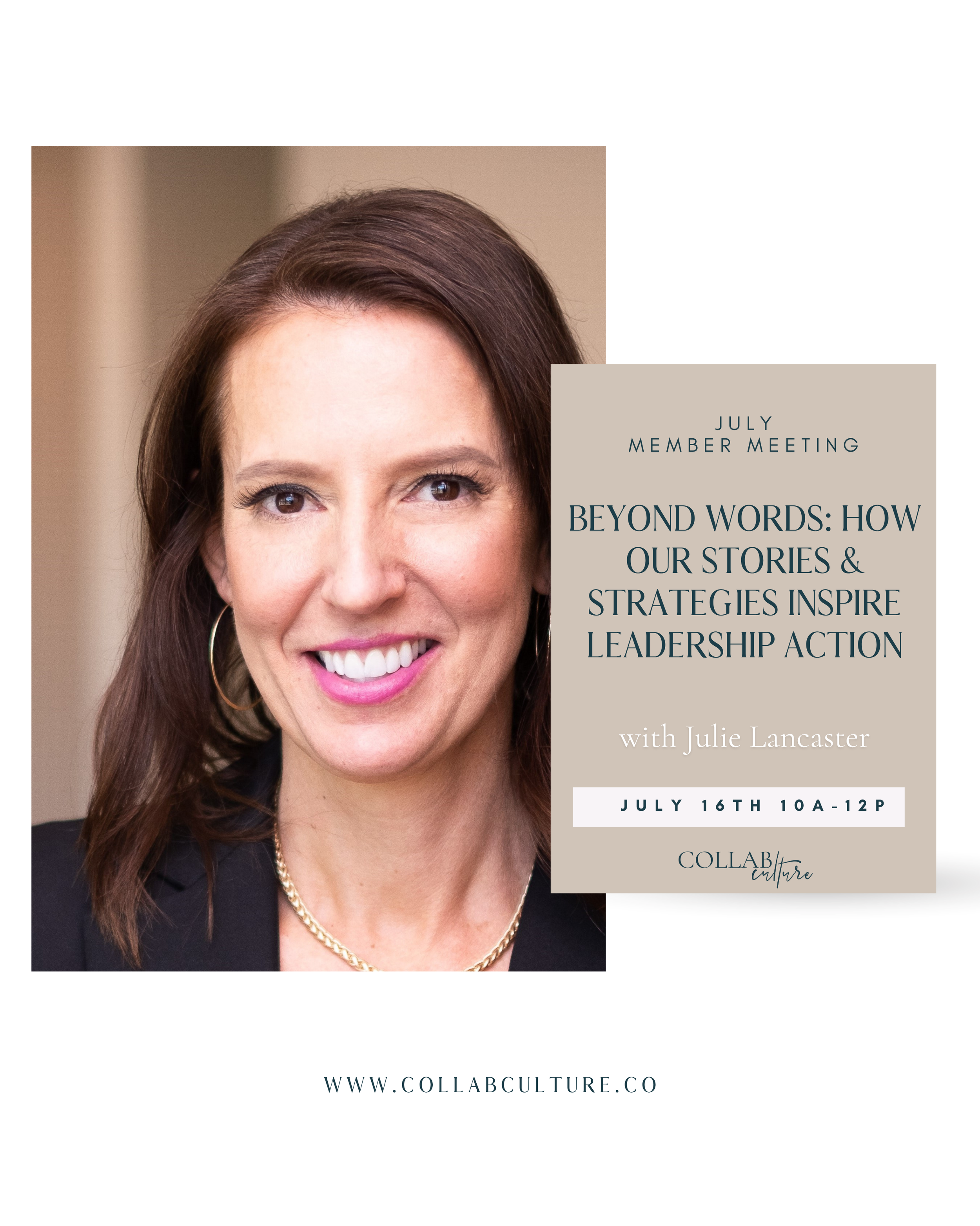 In Person Meeting With Julie Lancaster: Beyond Words How Our Stories & Strategies Inspire Leadership Action