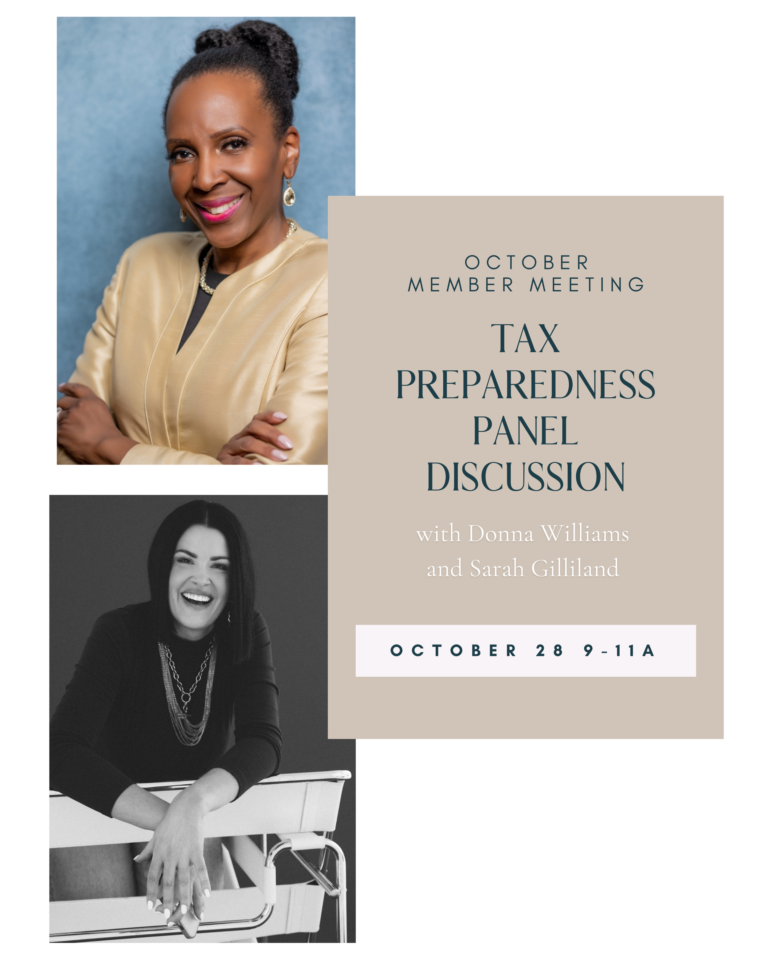 In Person Meeting: Tax Preparedness Panel Discussion with Donna Williams and  Sarah Gilliland