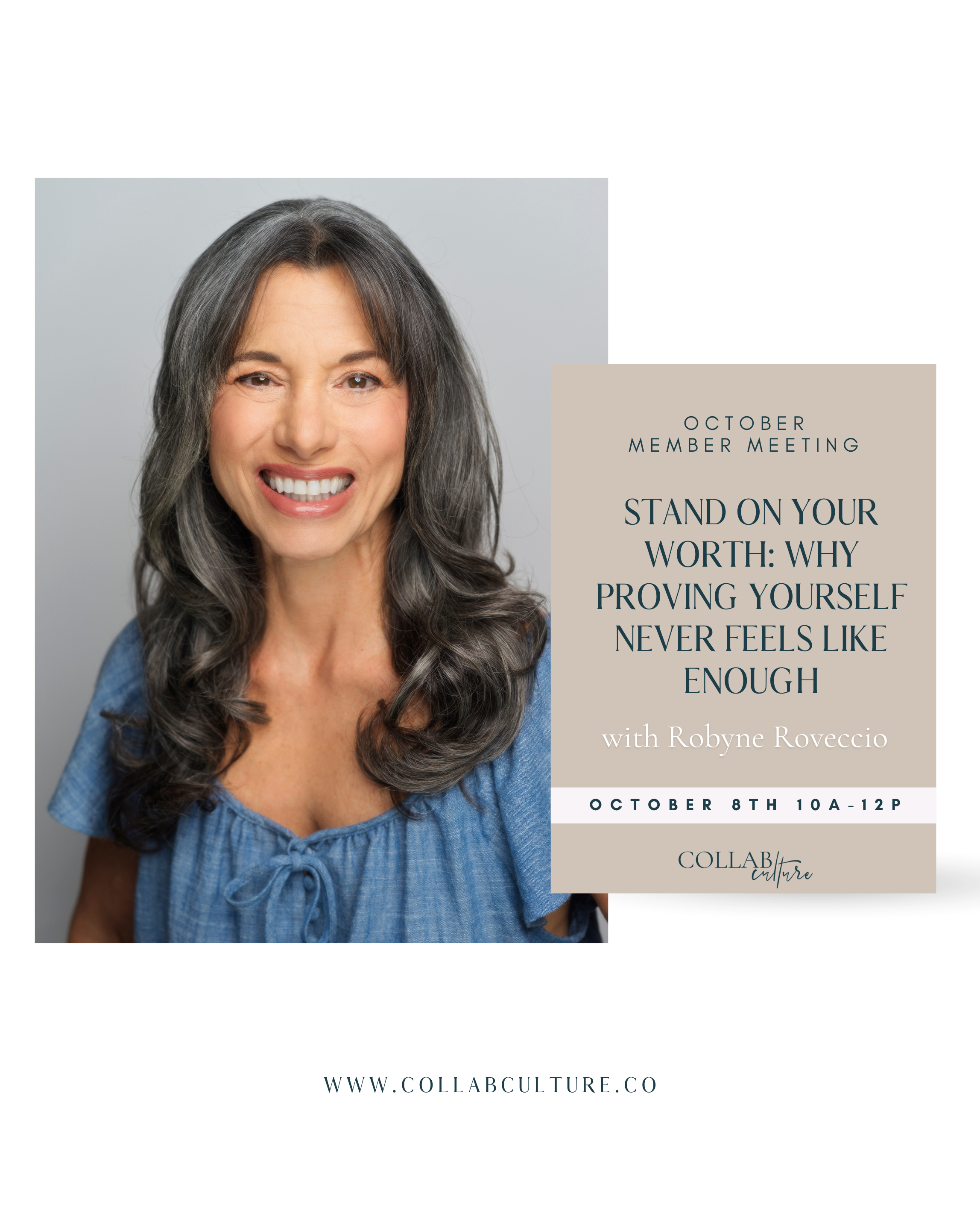 In Person Meeting: Stand on Your Worth: Why Proving Yourself Never Feels Like Enough with Dr. Robyne Roveccio