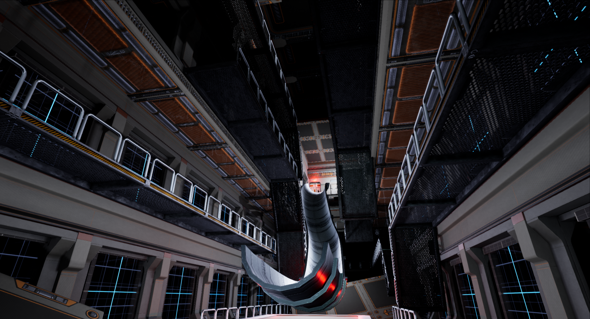 The view from the bottom of the same pipe, showing rows and rows of cells (asset pending).