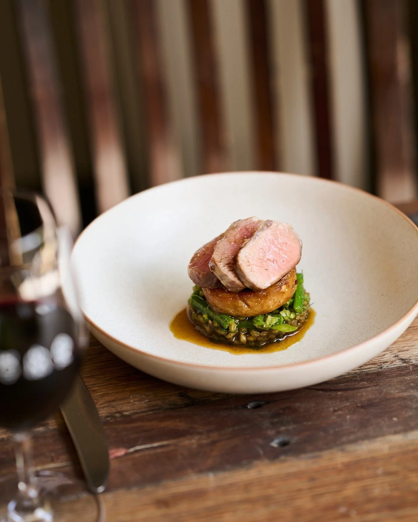 Gundagai lamb loin &amp; house-smoked belly &lsquo;porchetta&rsquo;, green wheat pilaf, charred leek. 

Join us for our last week of trade before Christmas. 

#grazinggundaroo #canberra #wearecbr #canberraweddingvenue #nswweddingvenue #outincanberra 