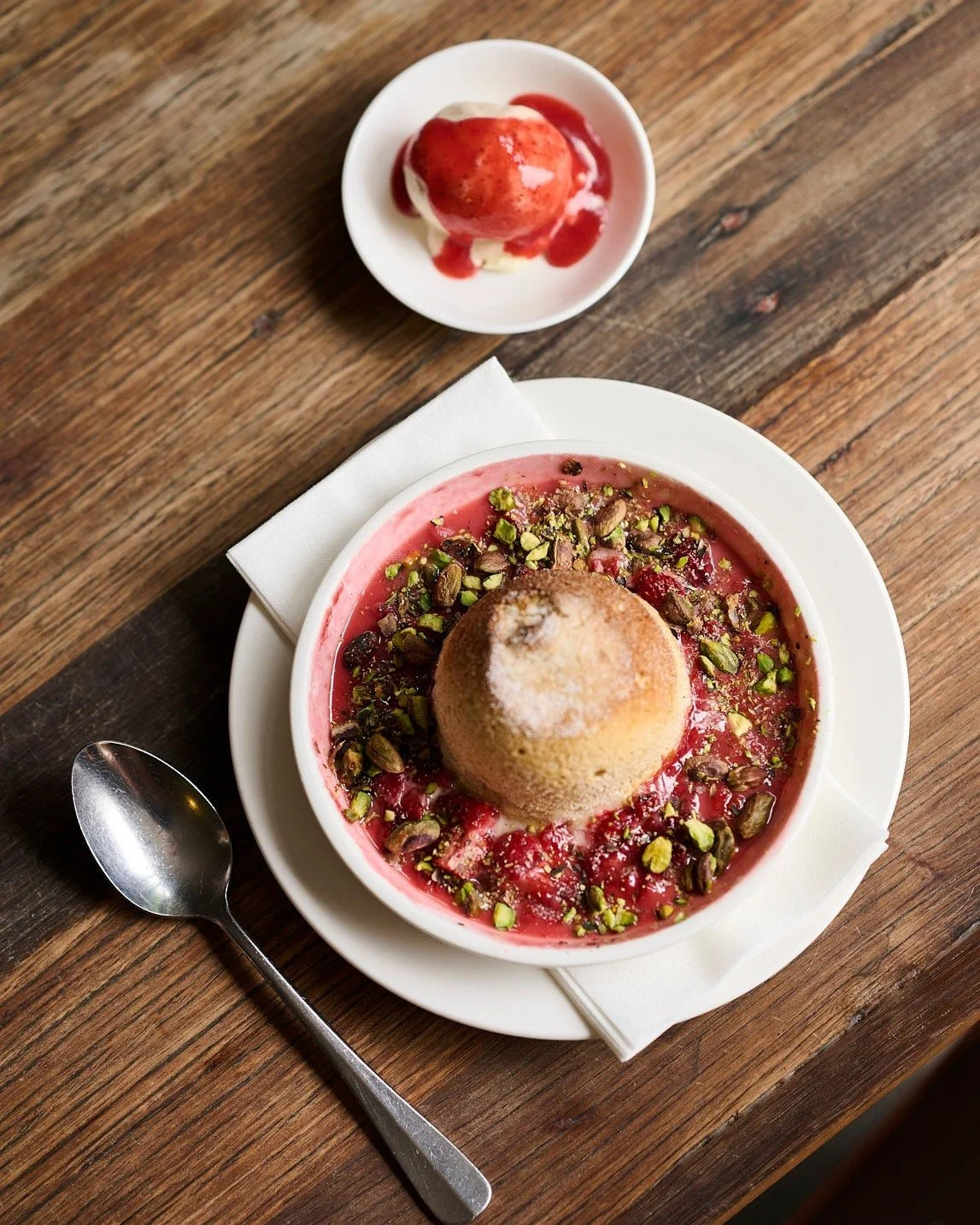 Twice-baked strawberry and white chocolate souffl&eacute;, camomile ice-cream, pistachio 🍓

We're all about a slow start to the year but this dessert is one you'll want to race in for.