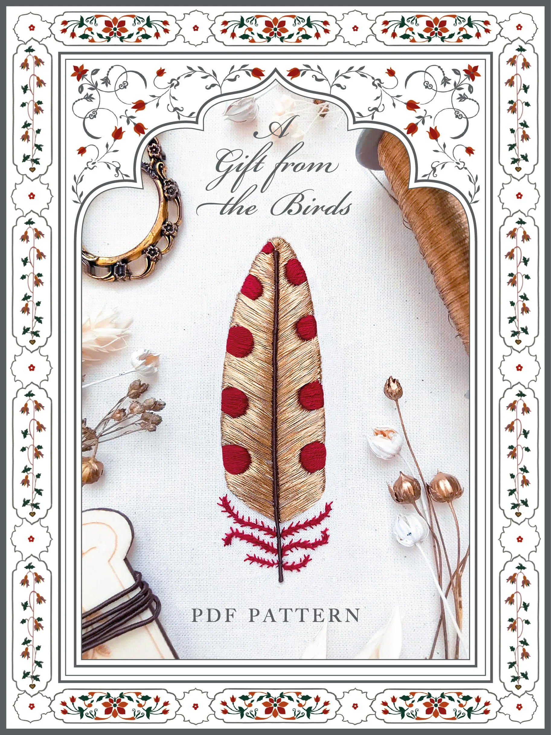 A Gift from the Birds - Goldwork Feather DIGITAL PATTERN — The Olde ...