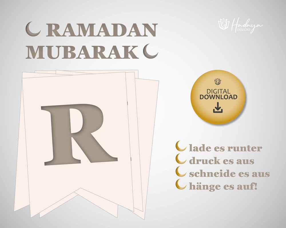 Ramadan Girlande - Digitaler Download - Wimpelkette - festivel flags -  garland - wanddeko — Hadaya Designs Online Shop - spread love through gifts