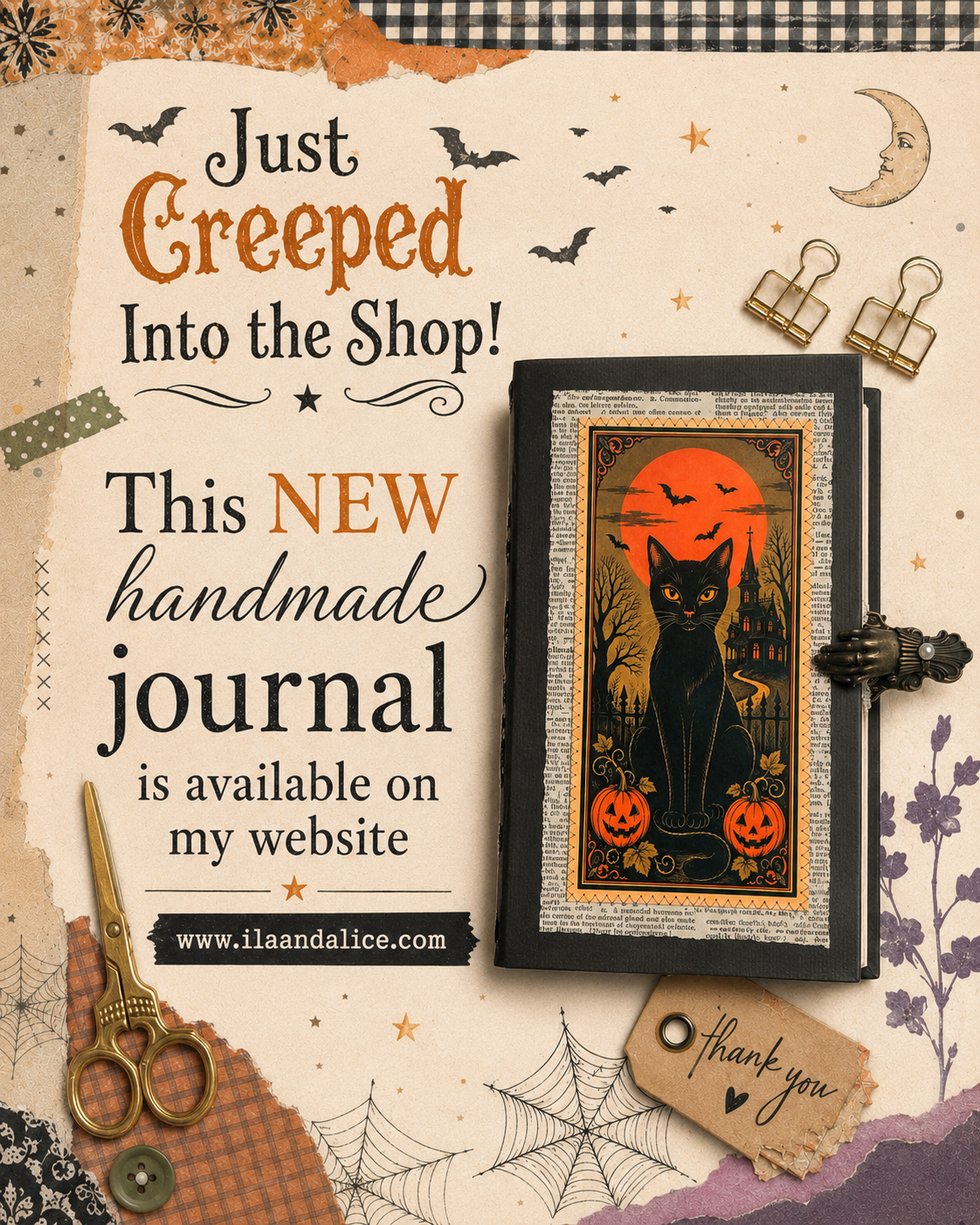NEW Handmade Halloween Journal Has Creeped Into My Shop