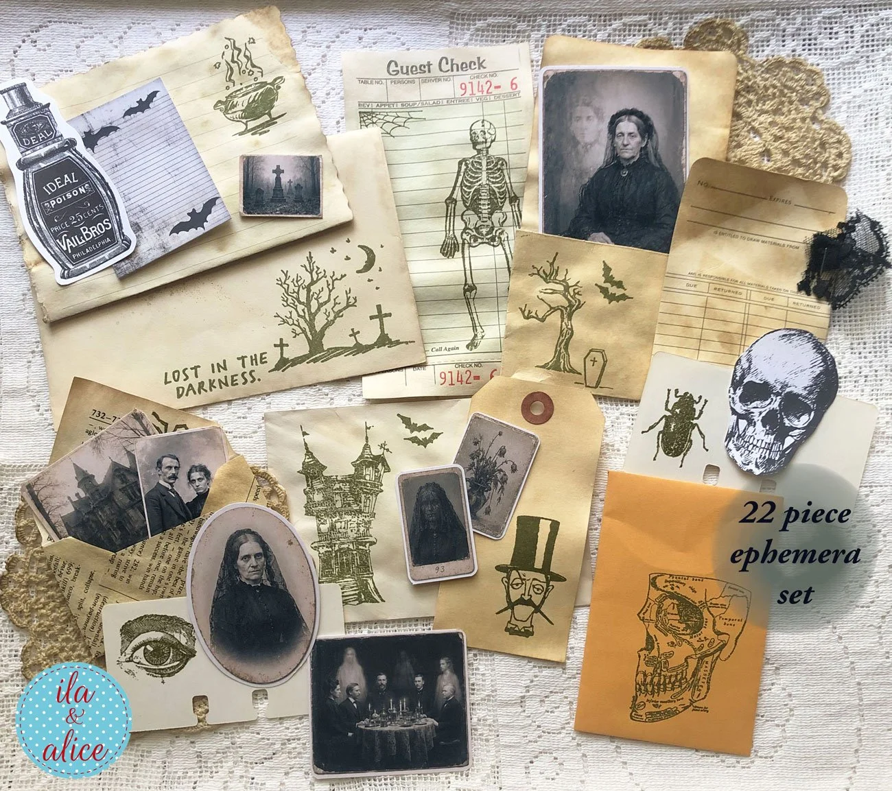 Lost in the Darkness: Drawer No. 1 — Haunted Ephemera Set