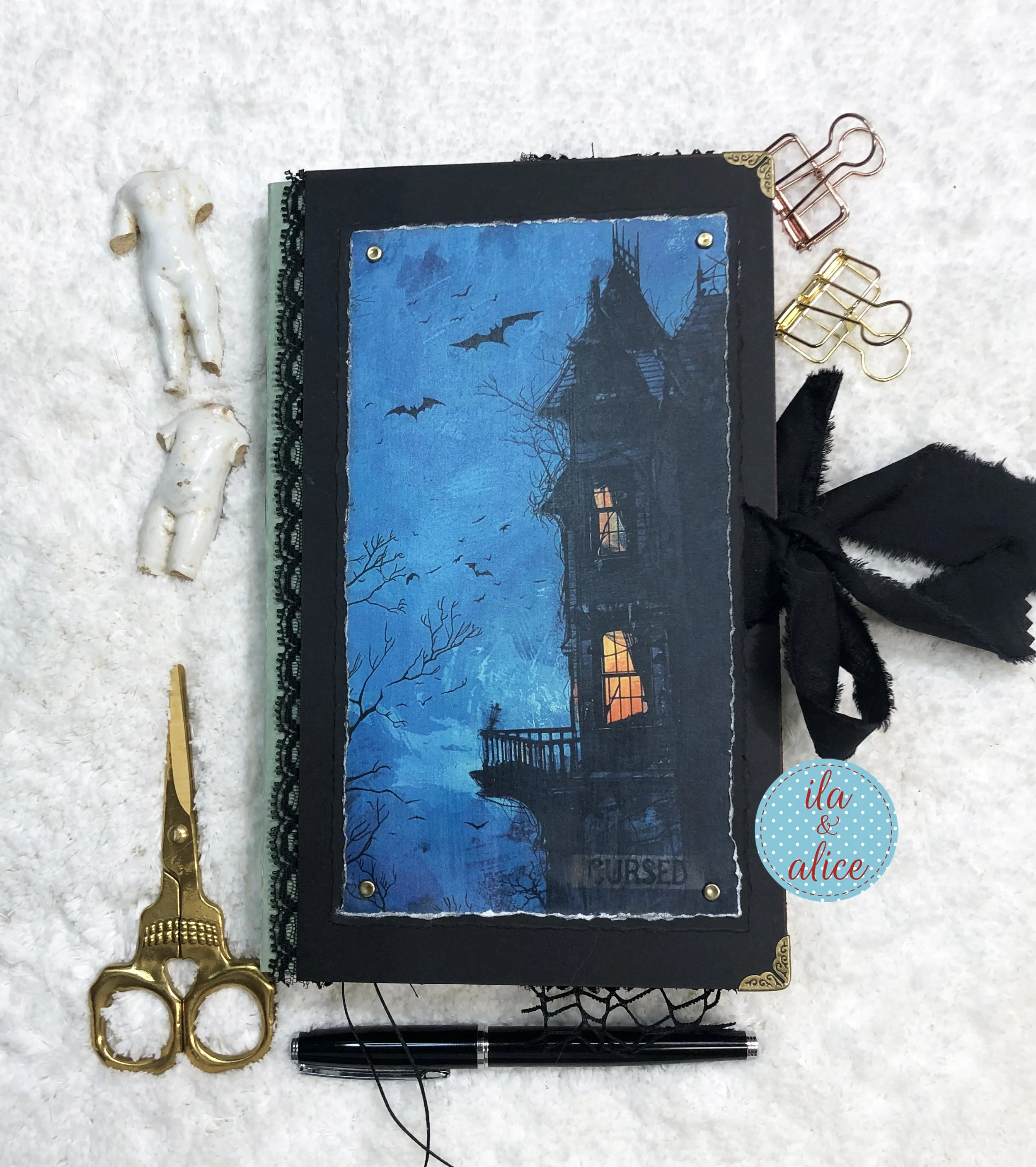 dark haunted house junk journal cover