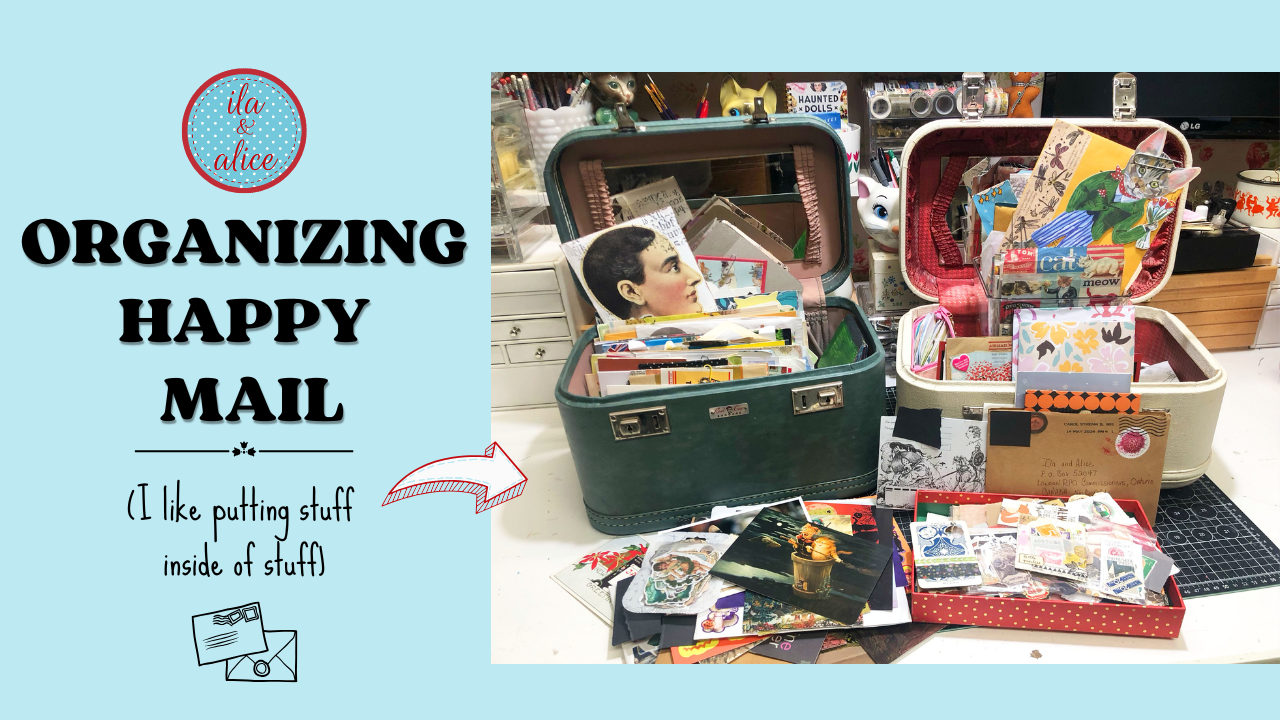 suitcases showing mail from pen pals that needs to be sorted.