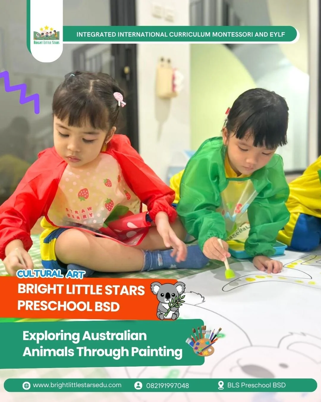 discovering australian wildlife through creative painting at bright little stars preschool BSD