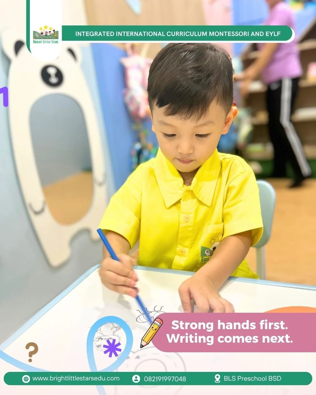 learning to write for children in bright little stars preschool BSD