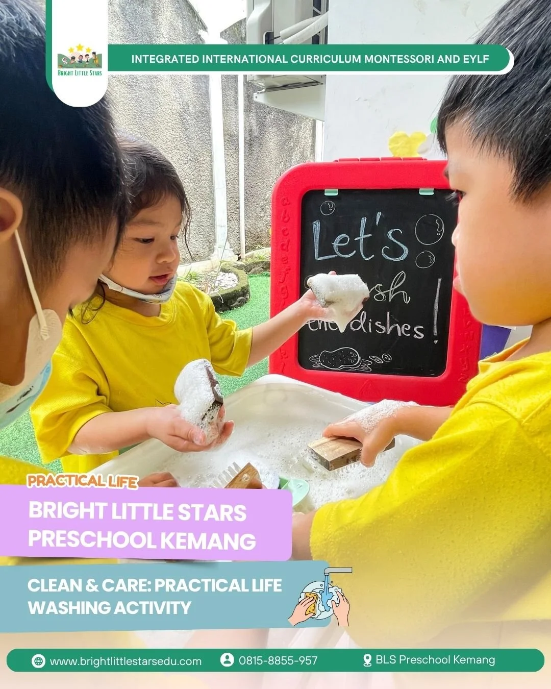 learning practical life skills through washing activities at bright little stars preschool and kindergarten kemang