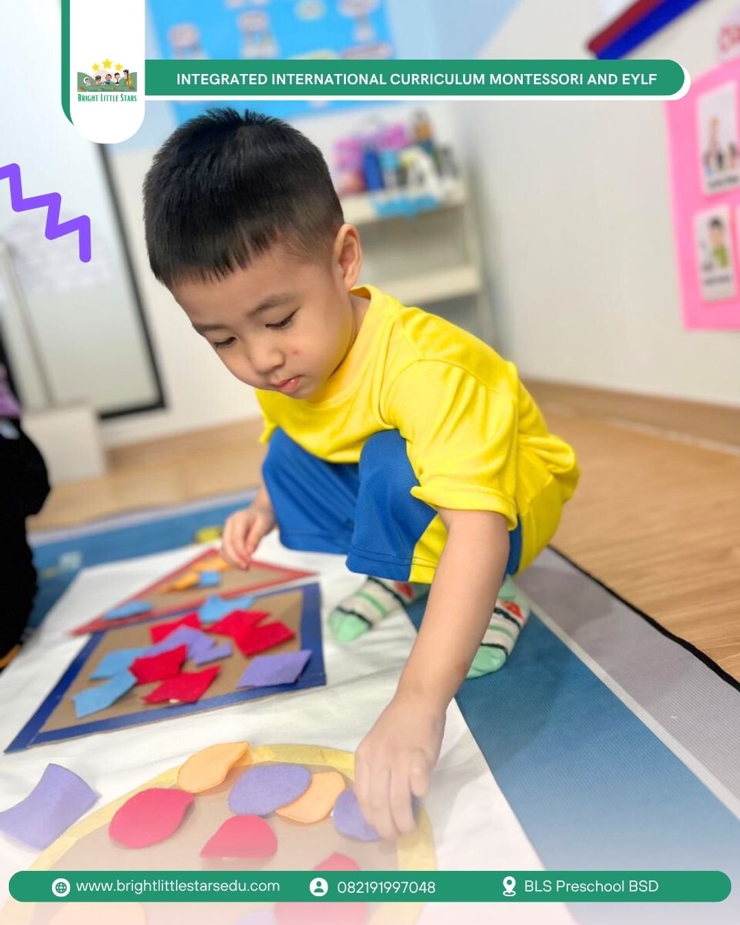 matching shapes to strengthen problem-solving skills at bright little stars preschool BSD