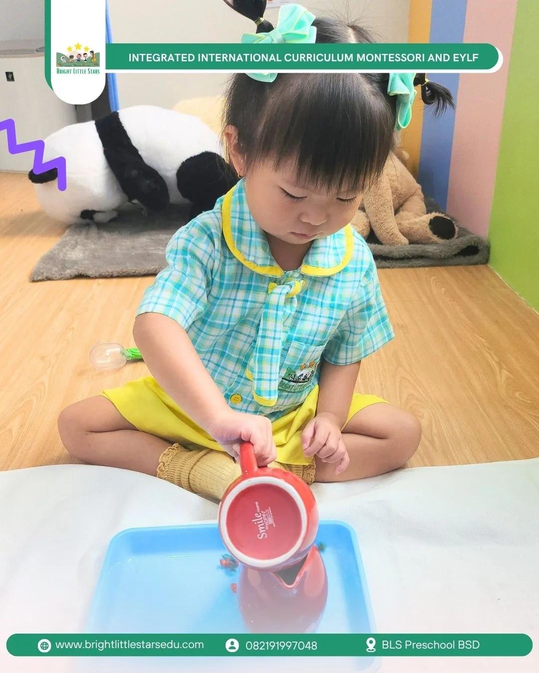 building concentration and hand-eye coordination through pouring in bright little stars preschool bsd
