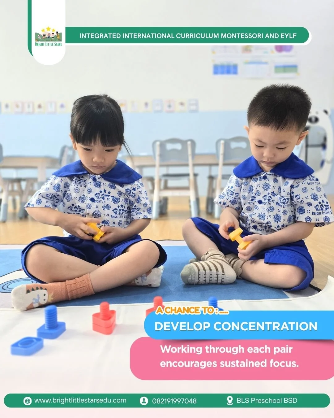 playing with nuts and bolts gives a chance to develop concentration
