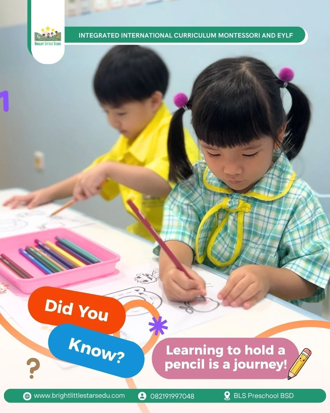 learning to hold a pencil is a journey in bright little stars preschool BSD