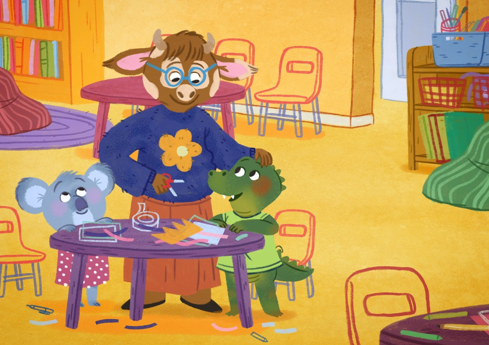 Working on some new portfolio pieces with the brilliant @georgiatournay 🐨🐊🐮

#kidlit #kidlitillustration #kidlitart #childrensbookillustration #boardbooks