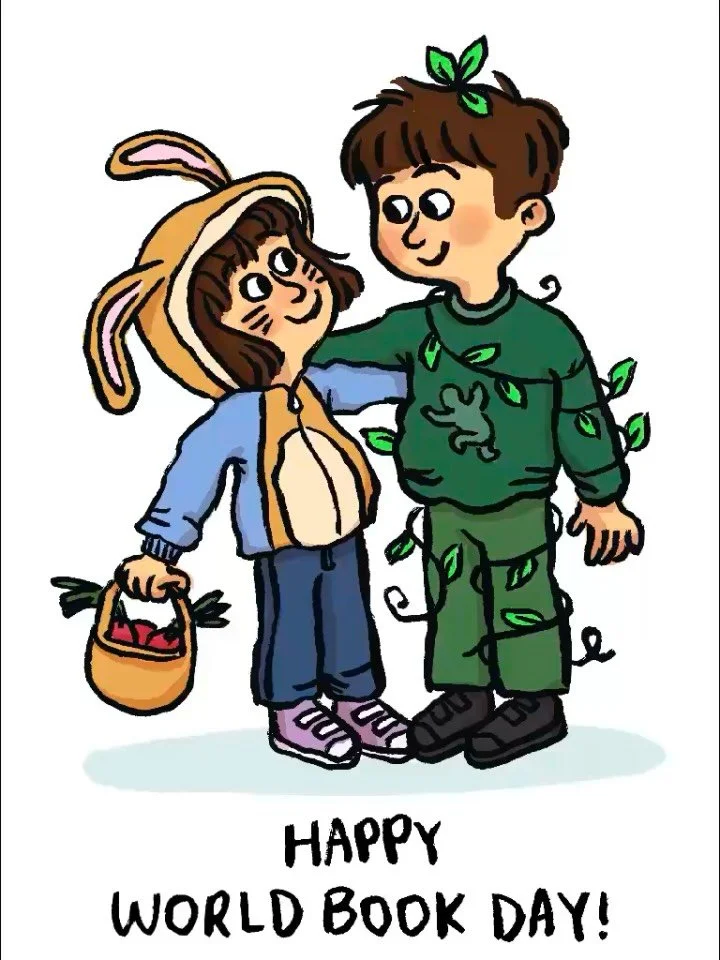 Happy #kidlitpostcard day and a happy #worldbookday2026 from Peter Rabbit and Jack&rsquo;s Beanstalk 😂

#kidlitartist #kitlitillustration #picturebookillustration