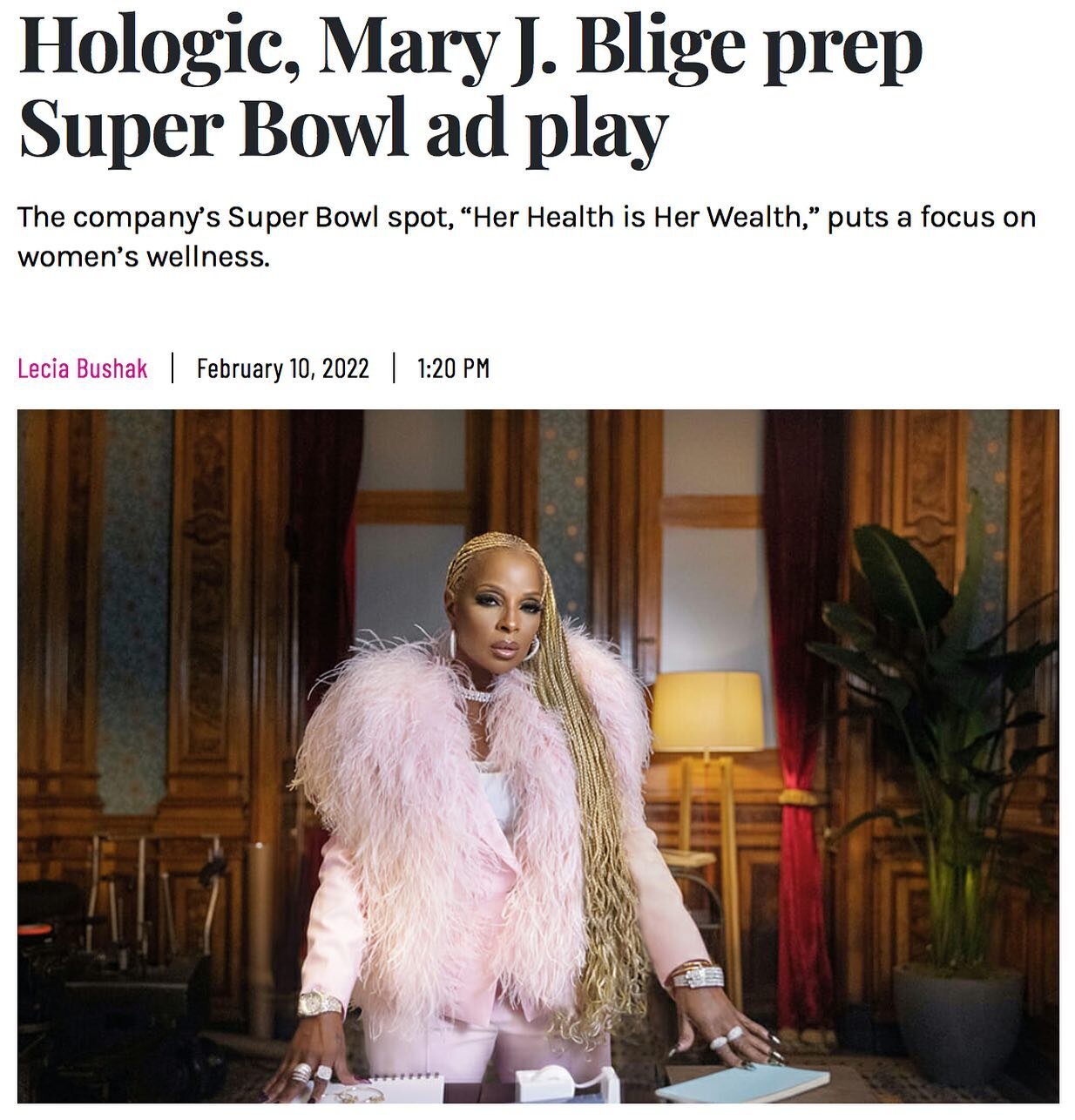 Can You Clear Me Now proudly provided music strategy and clearance for Hologic&rsquo;s &lsquo;Her Health is Her Wealth&rsquo; Super Bowl LVI commercial featuring Mary J. Blige