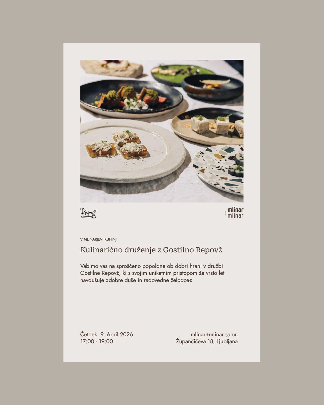 mlinar+mlinar cooking event invitation