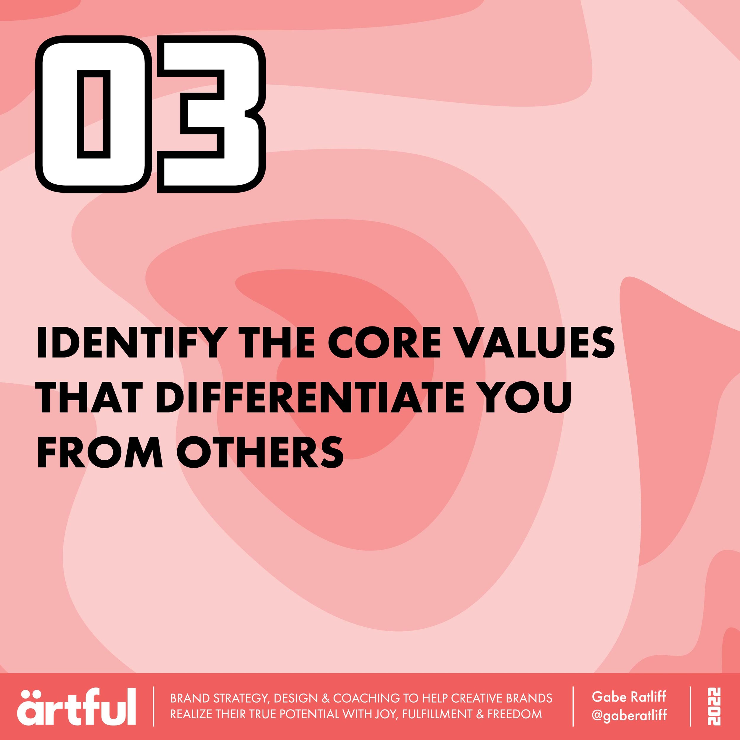 Identify the Core Values that differentiate you from others