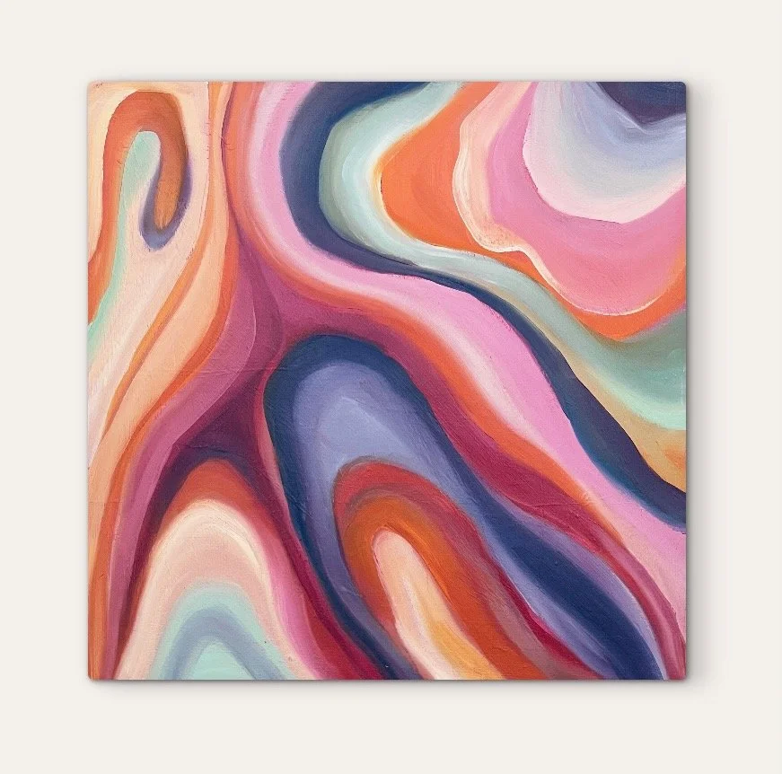 Geode, 12" x 12", Framed, Oil on Cradled Board