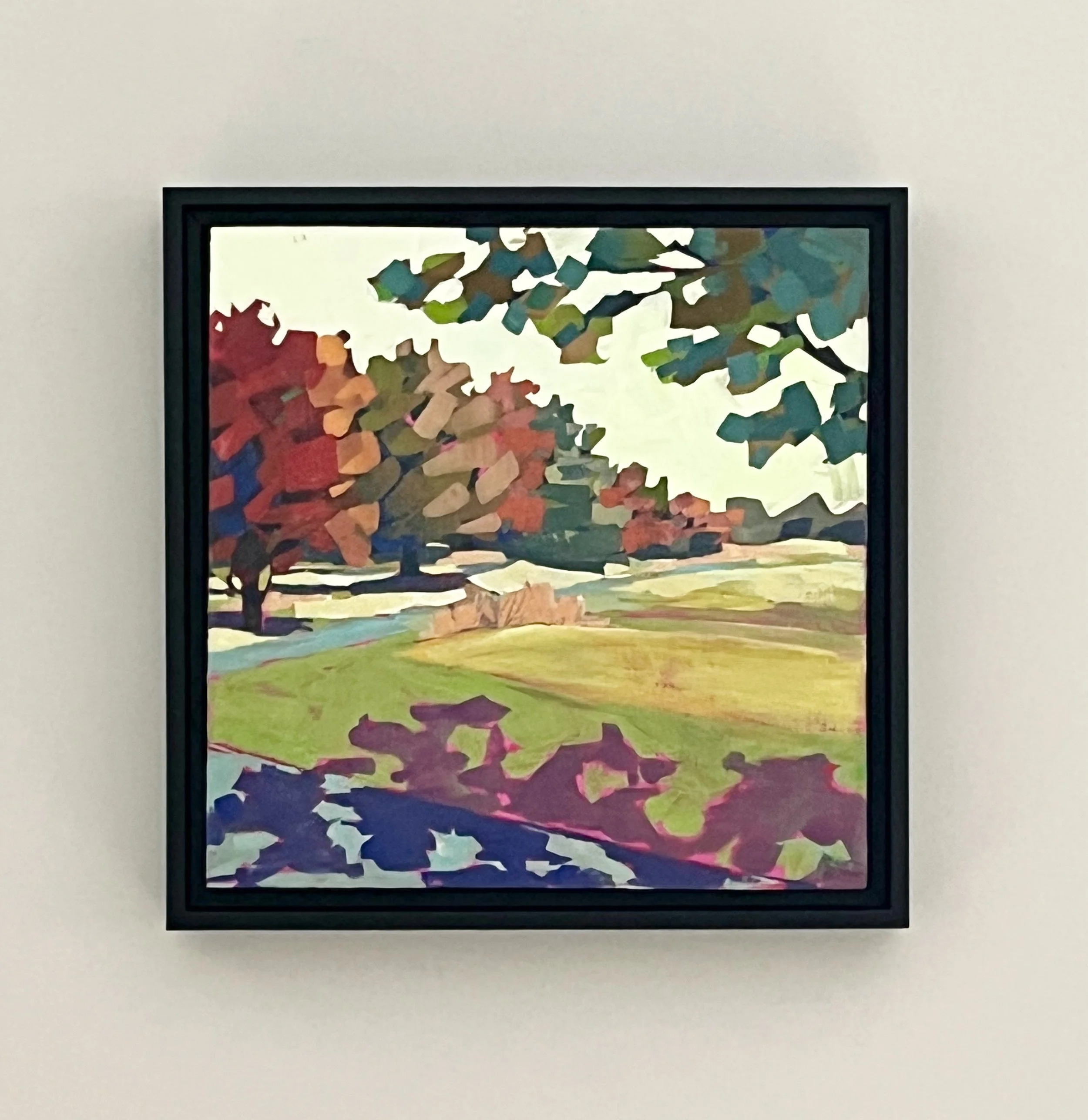 Front Nine, 12" x 12", Acryl Gouache on Cradled Panel, Framed