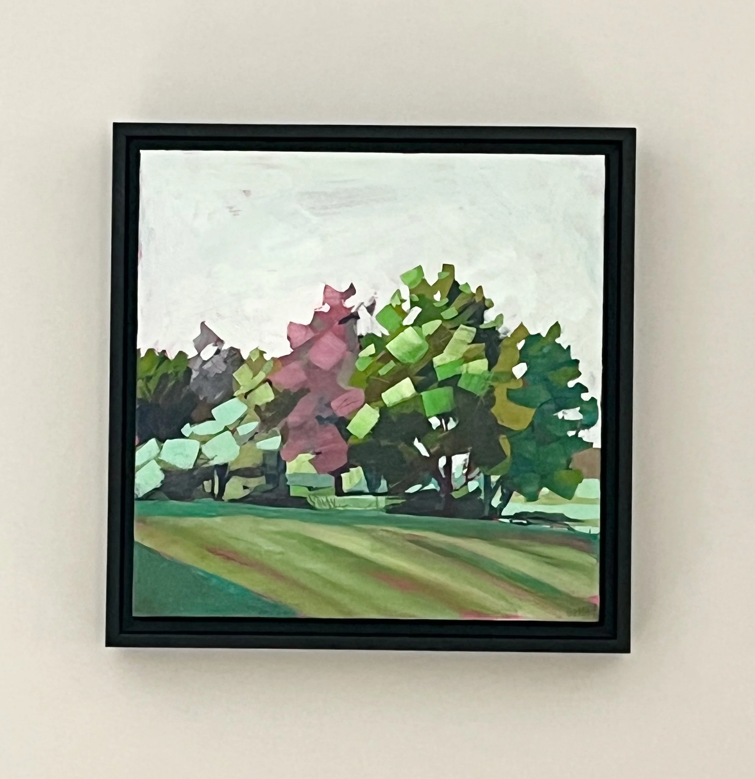 Back Nine, 12" x 12", Acryl Gouache on Cradled Panel, Framed