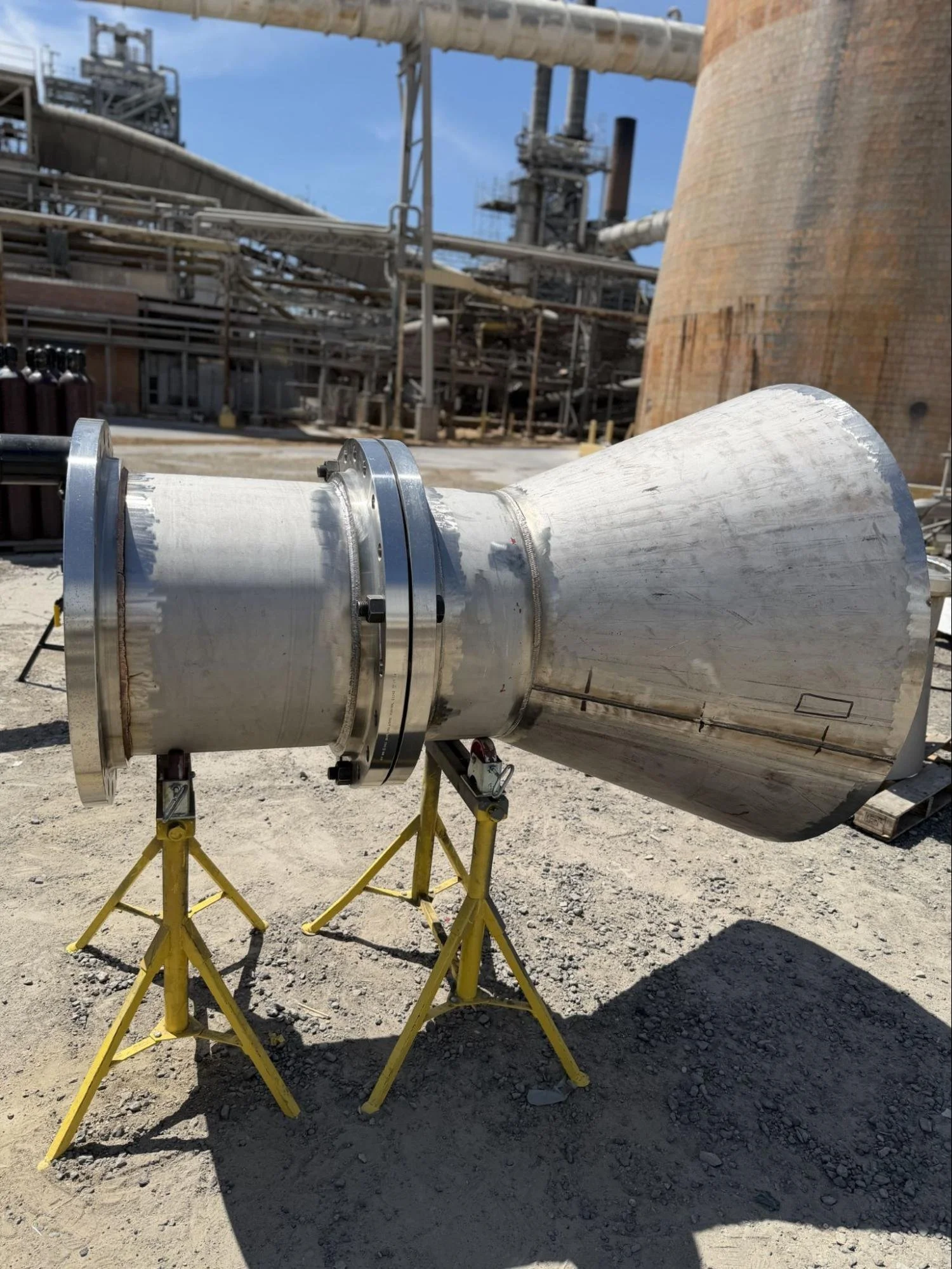 Melting Point LLC completed precision welding and fabrication on a custom industrial pipe reducer for the New Indy project, ensuring a durable, high-quality connection.