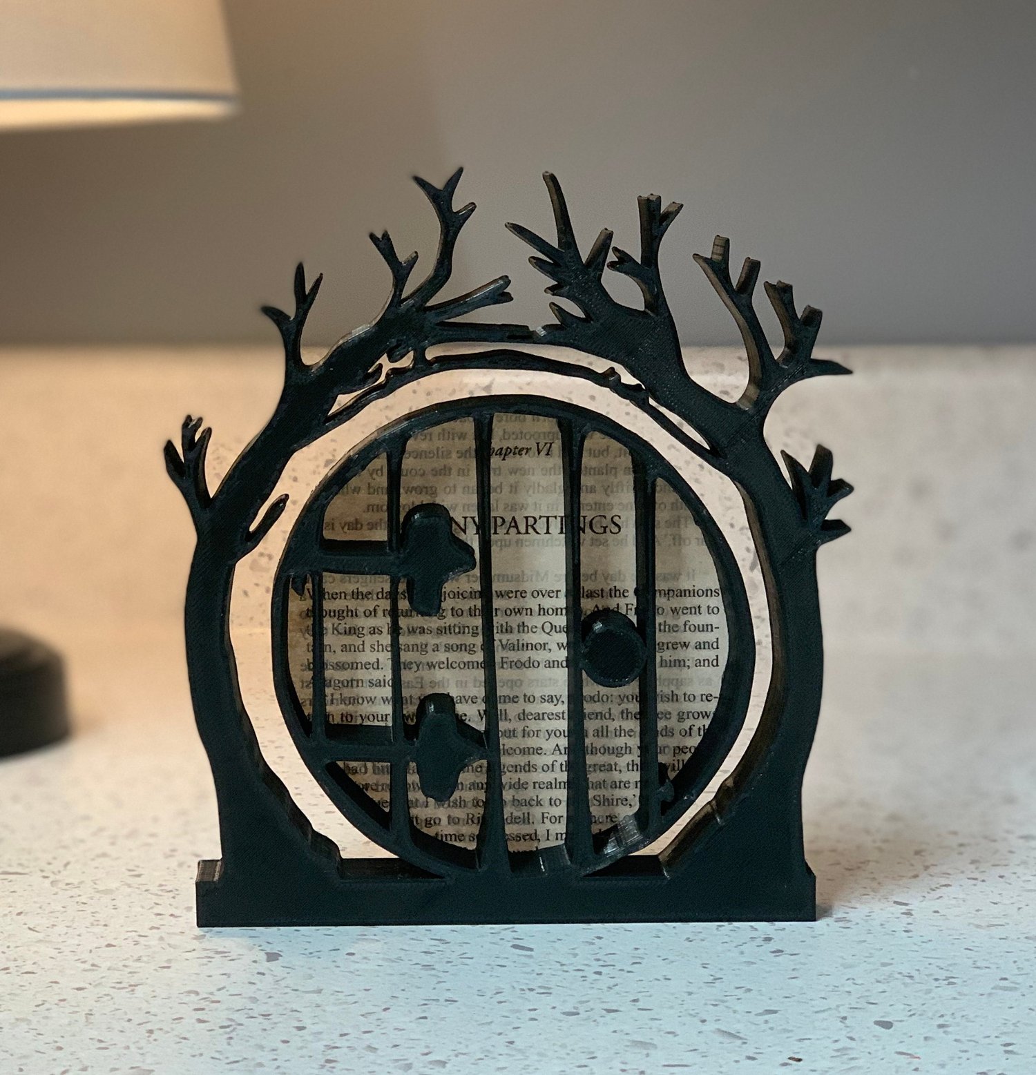 3D Printed Hobbit Door Decoration with chapter page background —  CLTFanCreations