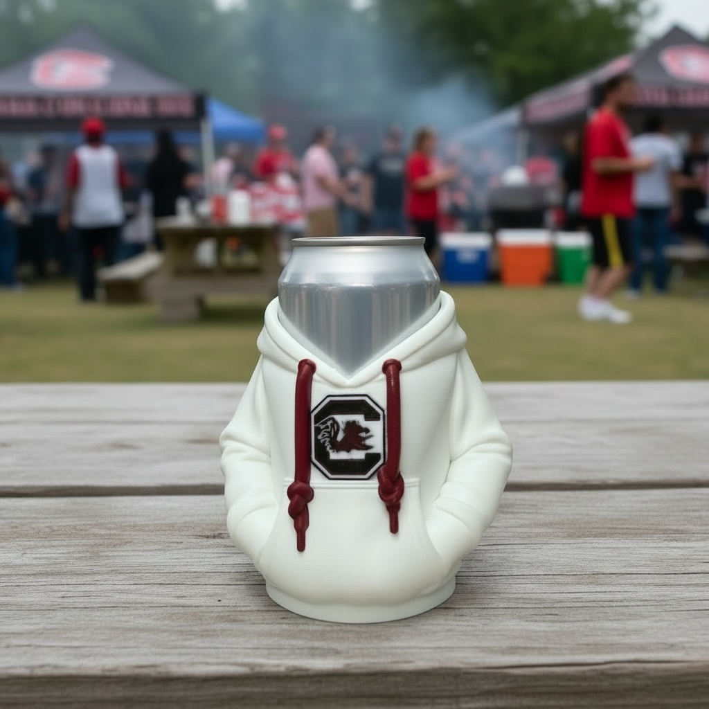 GAMECOCK HOODIE CAN HOLDER WHITE TAILGATE.png