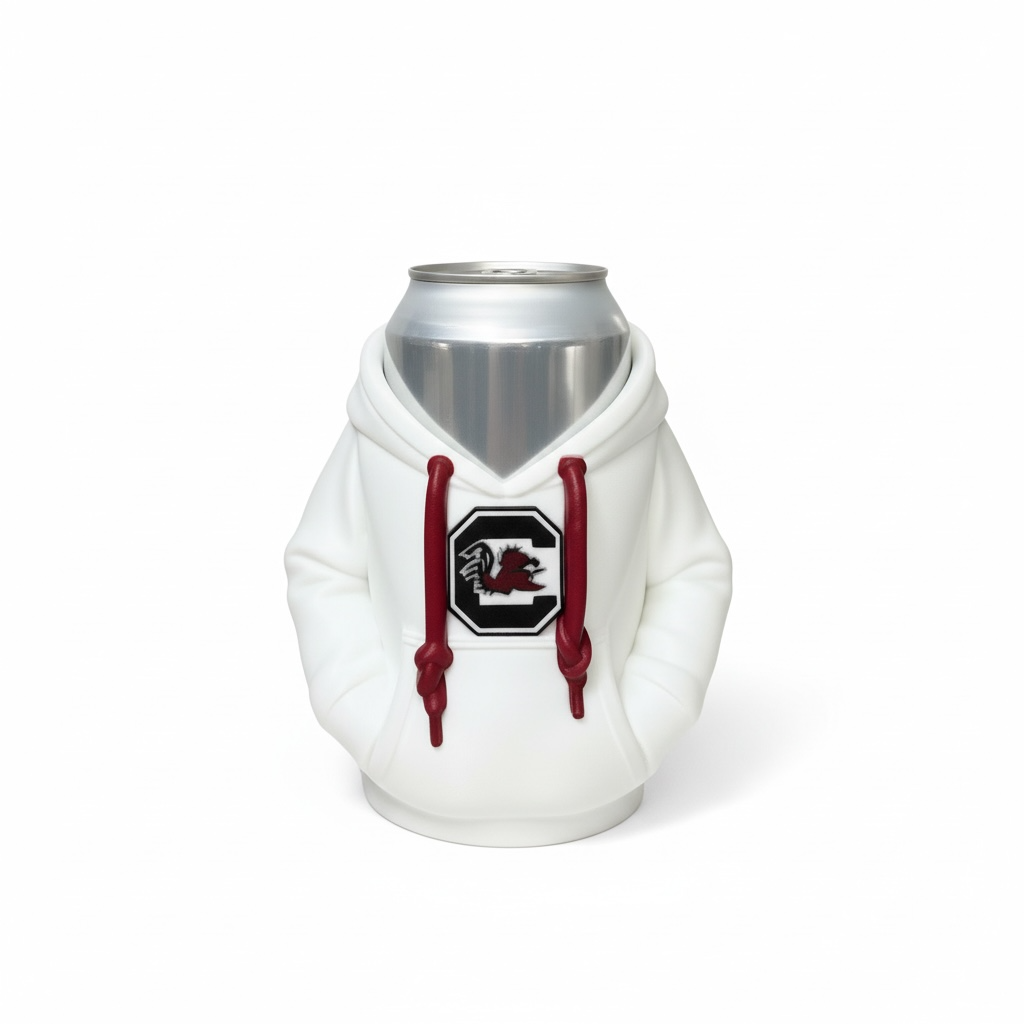 GAMECOCK HOODIE CAN HOLDER MAIN PICTURE WHITE WITH WHITE BACKGROUND.png